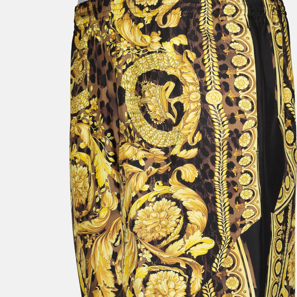 Shorts Short en soie Barocco Versace Jaune Homme