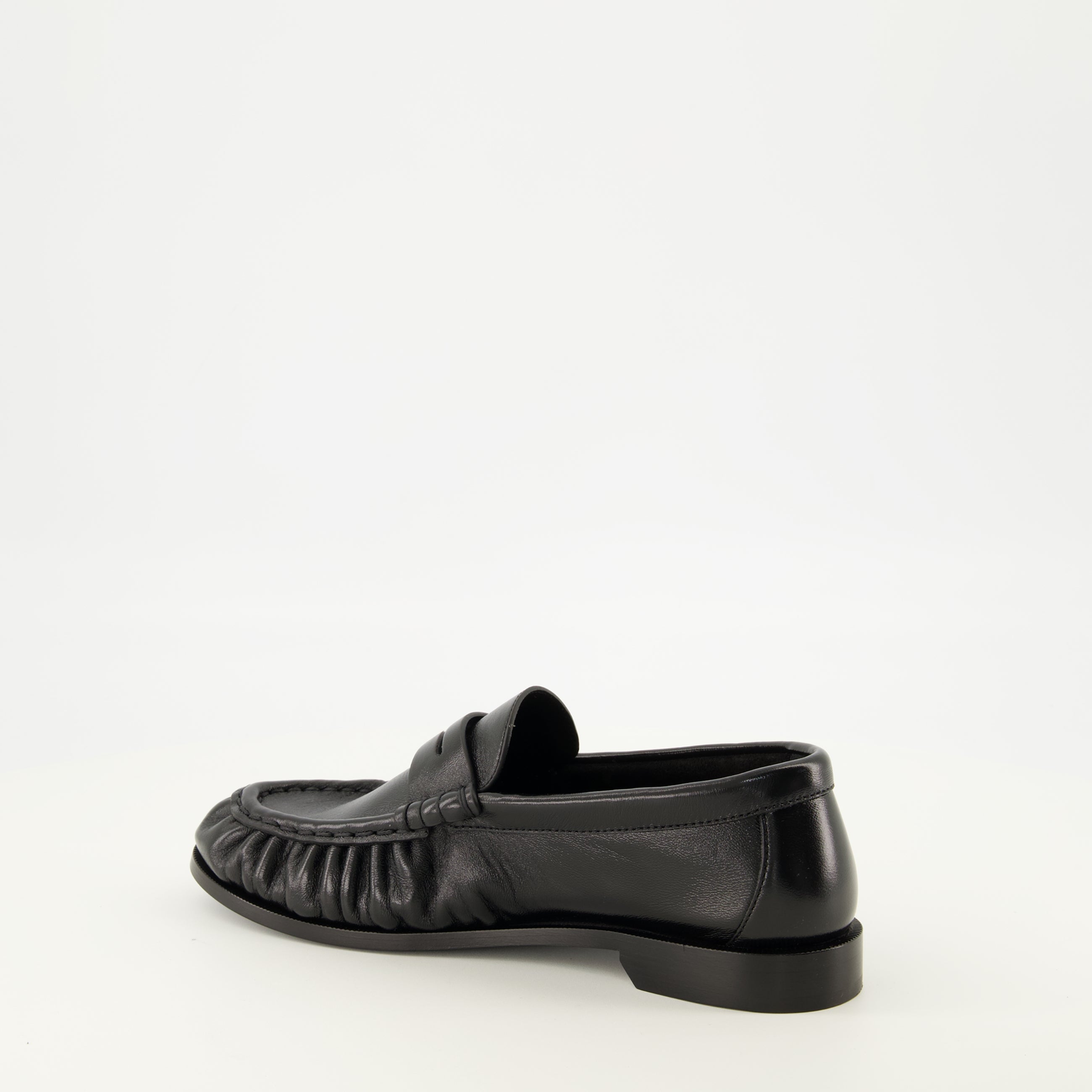 Mocassins 검정 가죽 로퍼 모카신 Saint Laurent Noir Femme