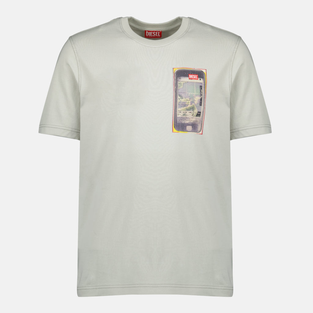 Immagine della maglietta grigia T-Adjust di Diesel per Uomo - Stagione Primavera-Estate 2026 - Vista Frontale