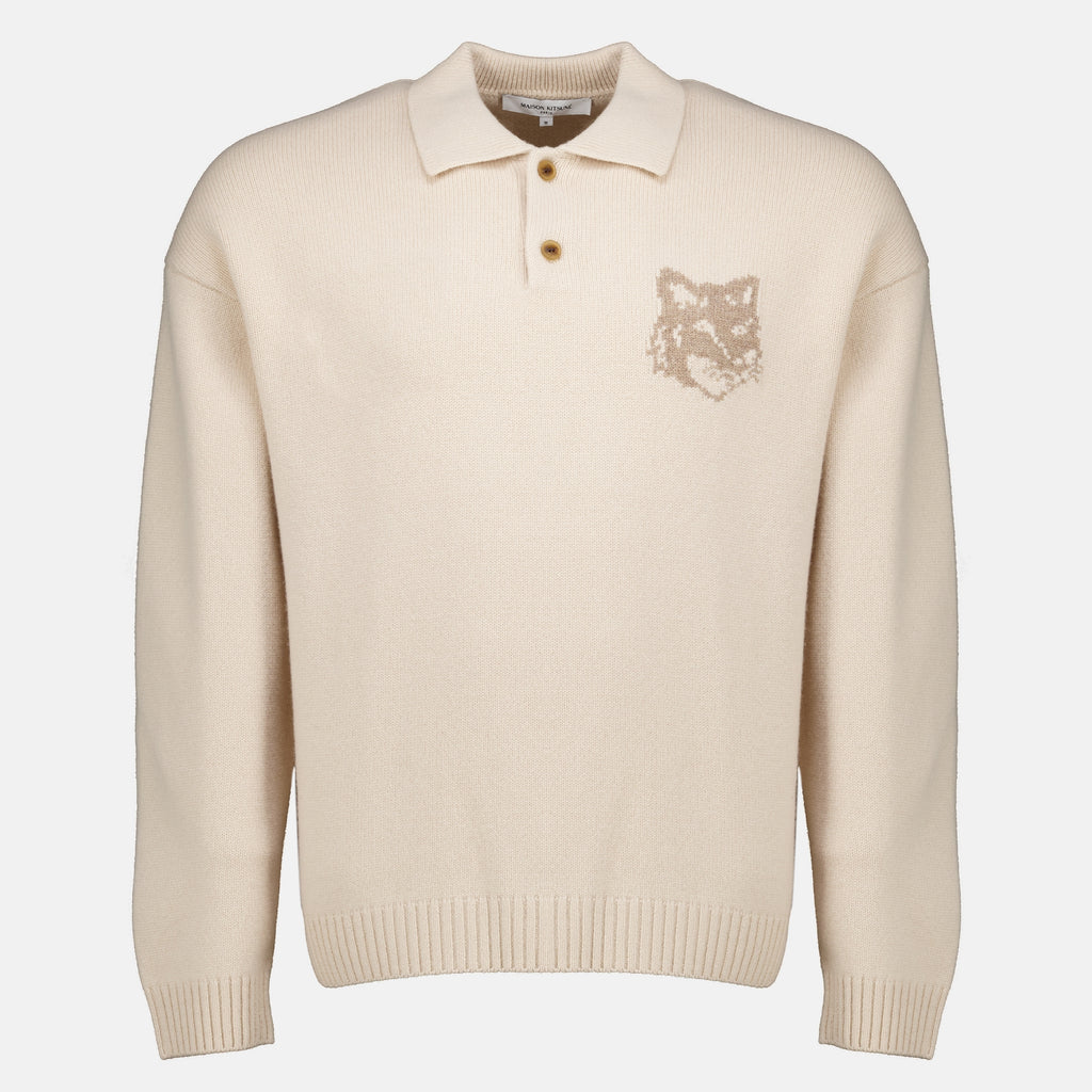 Polos Pull polo en laine beige Maison Kitsune Beige Homme