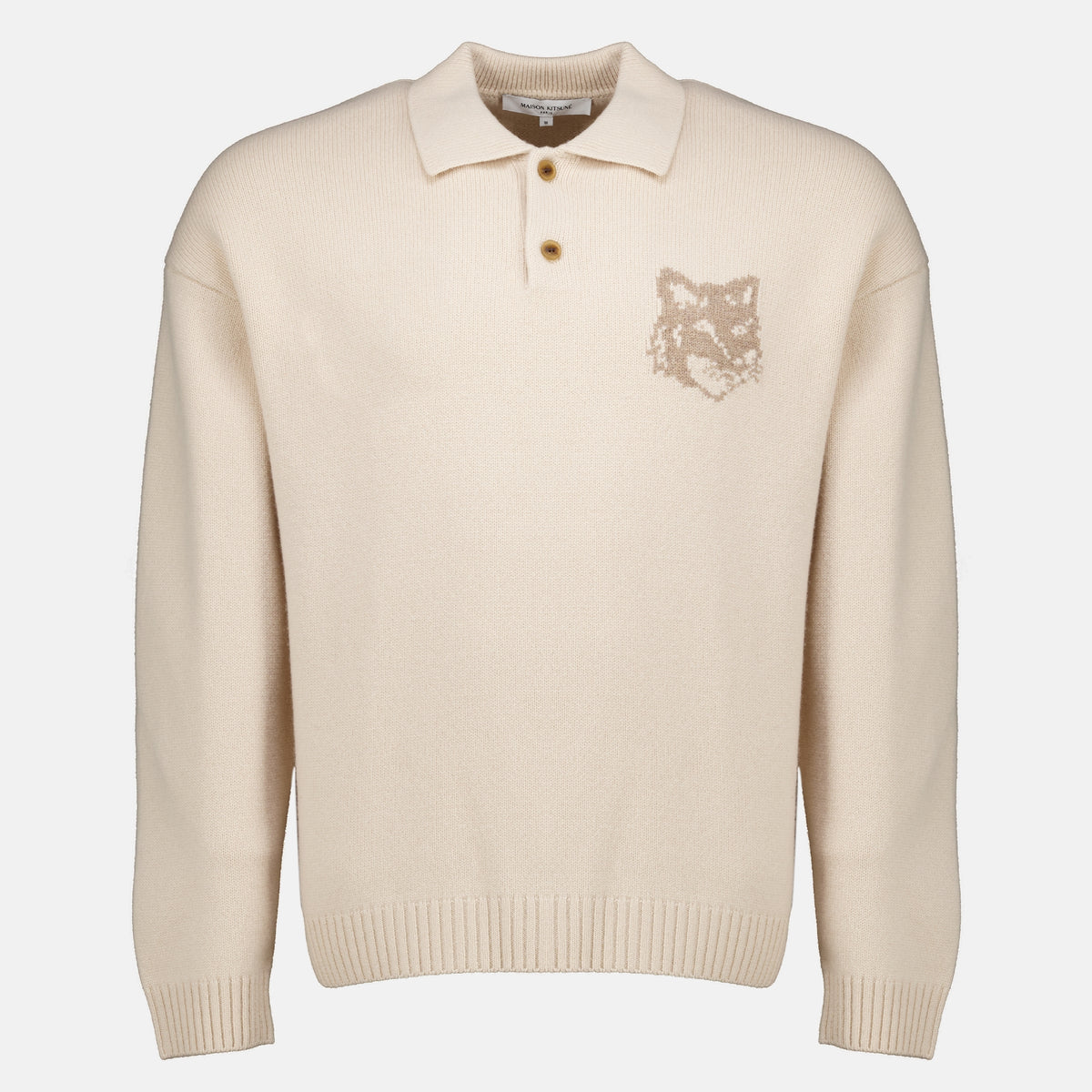 Polos Pull polo en laine beige Maison Kitsune Beige Homme