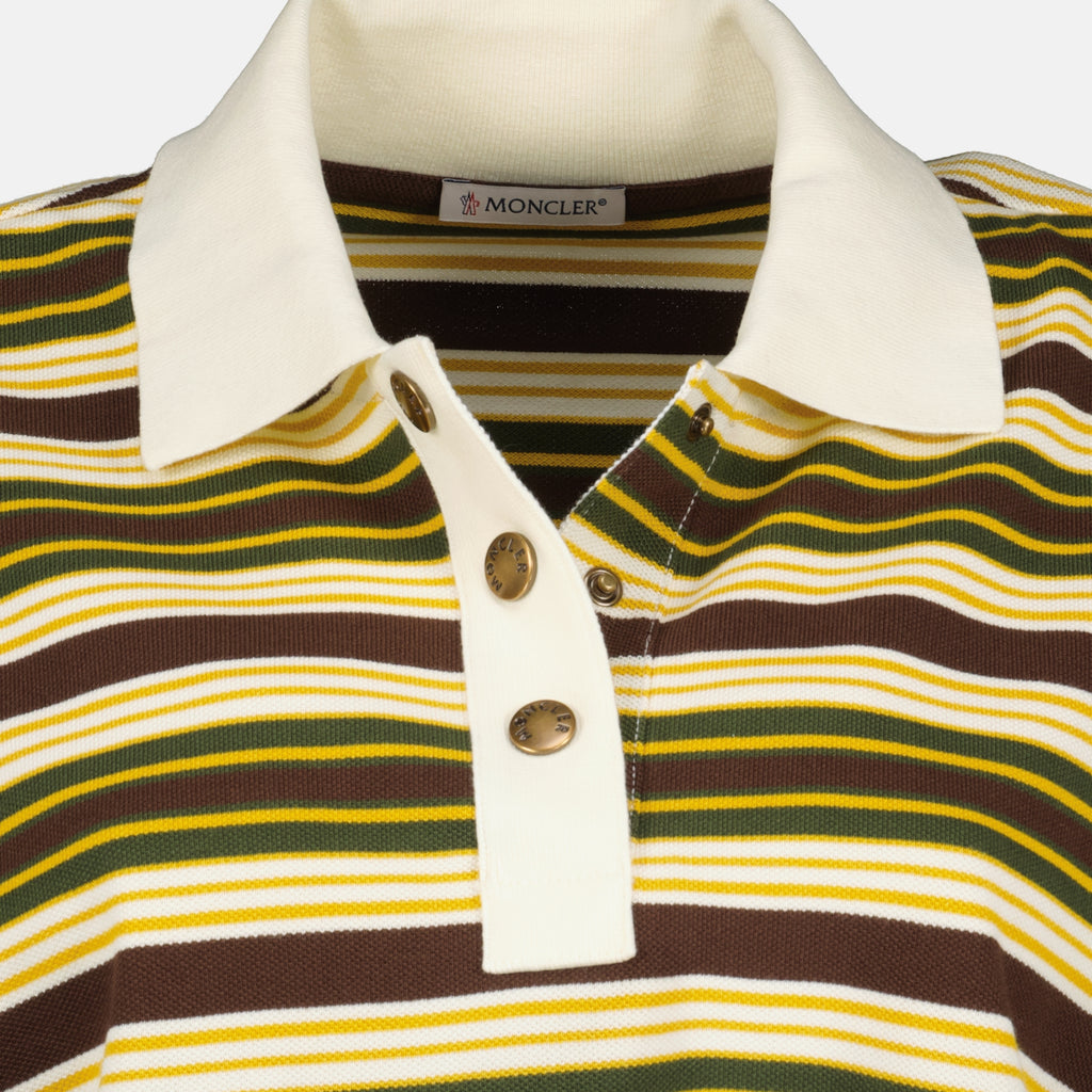 Polos 스트라이프 코튼 폴로 Moncler Marron Femme