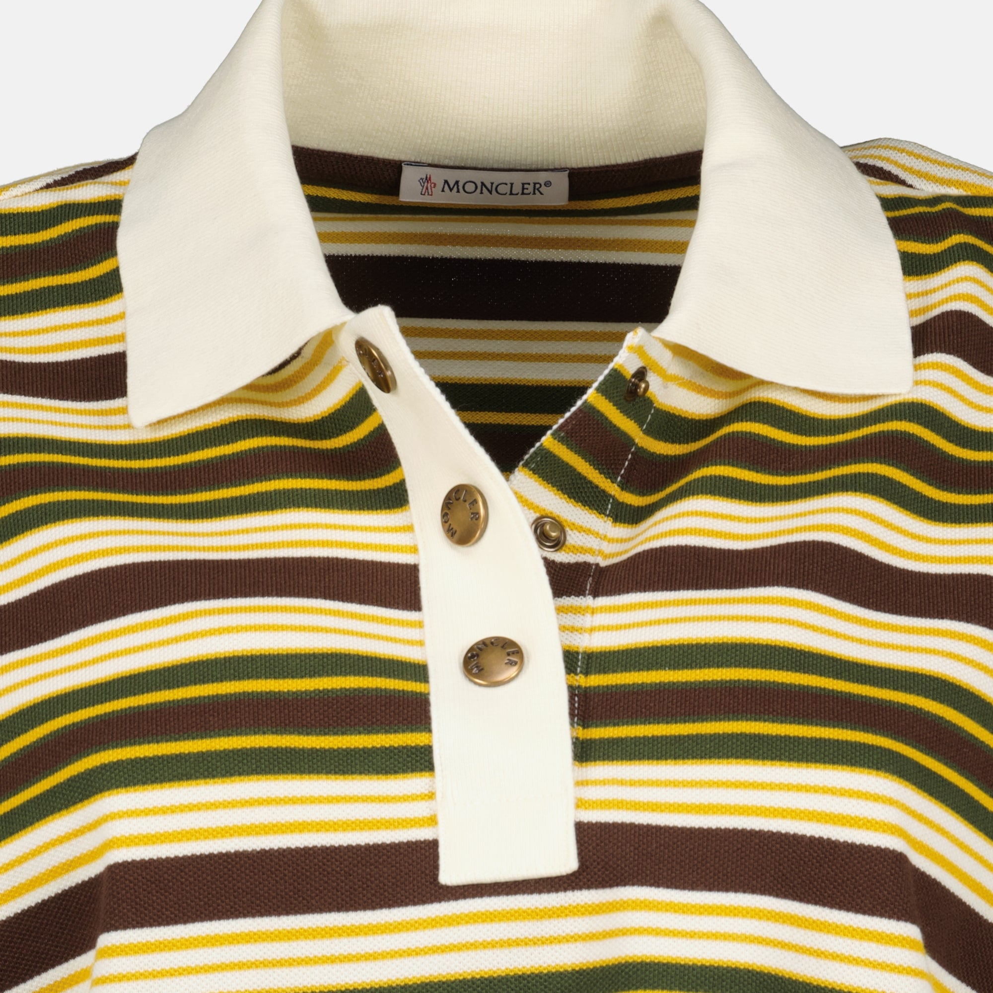 Polos 스트라이프 코튼 폴로 Moncler Marron Femme