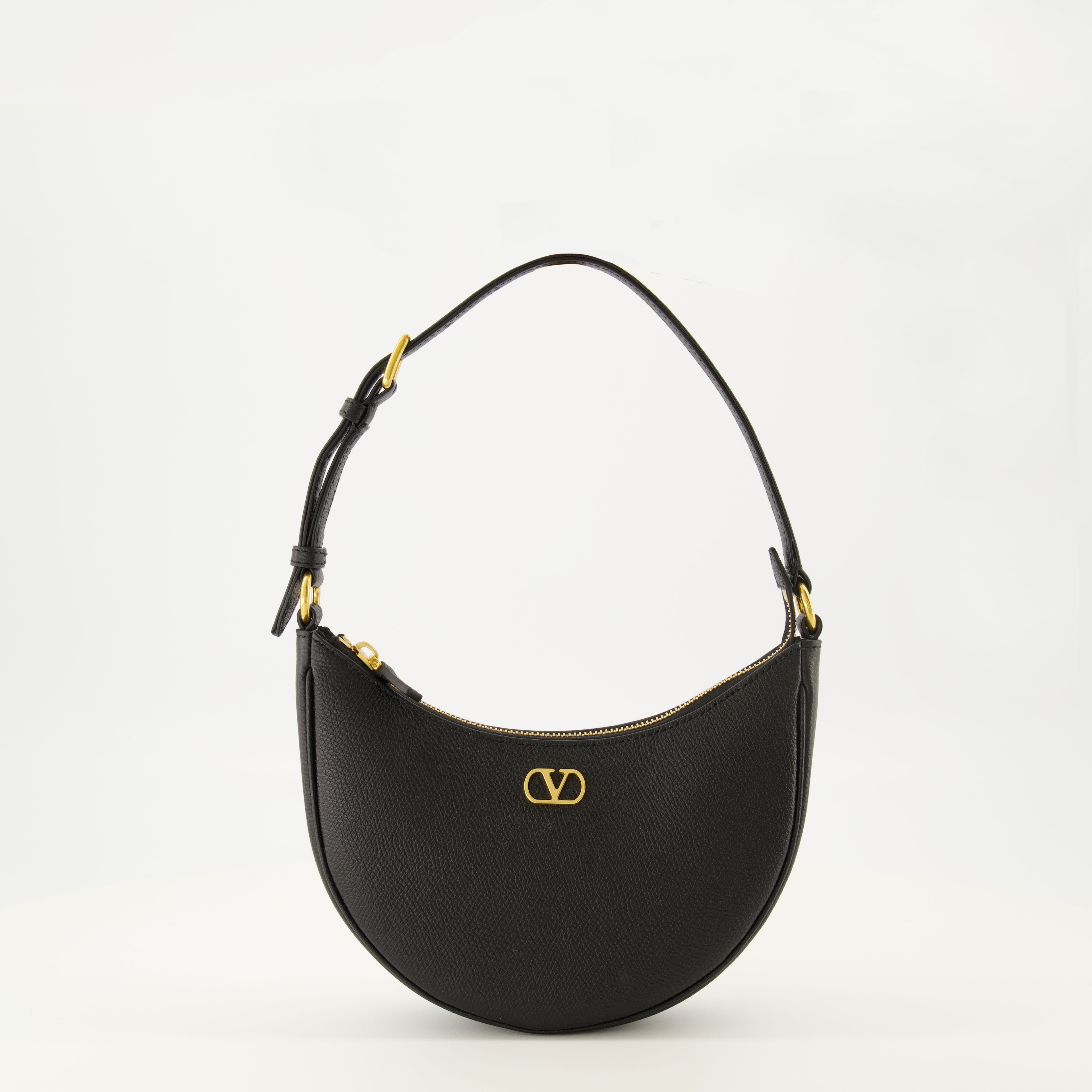 Sacs à main et épaule Mini sac Hobo en cuir noir Valentino Garavani Noir Femme