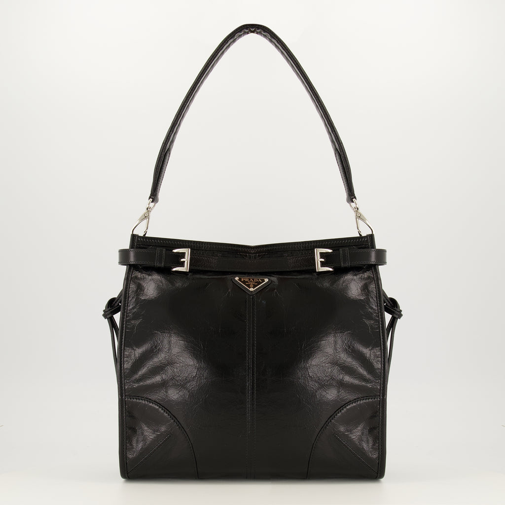 Sacs bandoulière 보니 블랙 가죽 가방 Prada Noir Homme