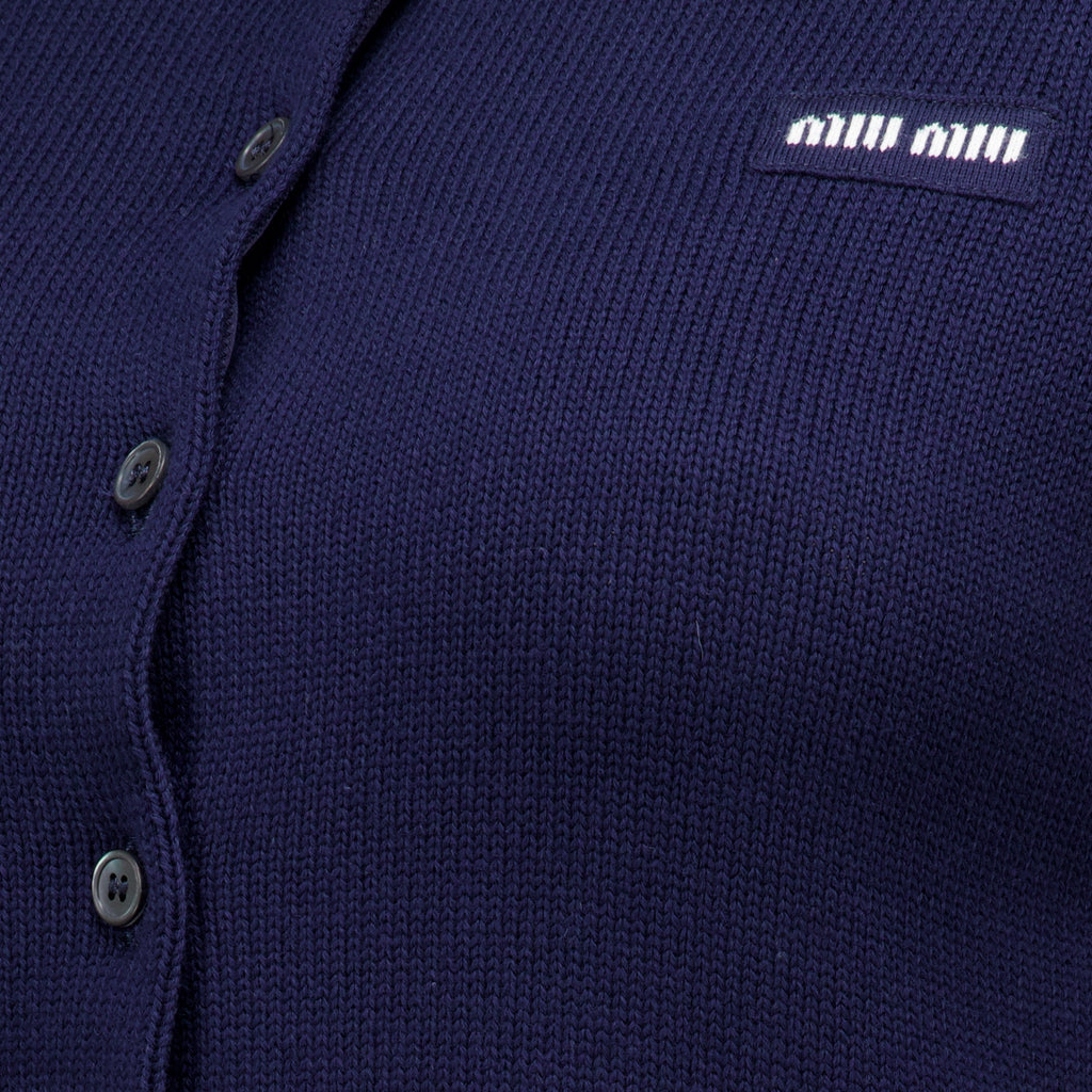 Maille Cardigan Curto de Algodão Azul Marinho Miu Miu Bleu foncé Femme