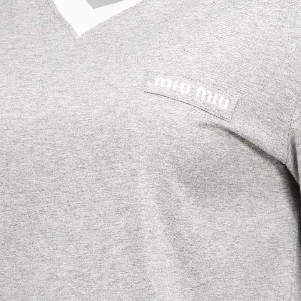 Maille Polo de Jersey Cinza Miu Miu Gris Femme
