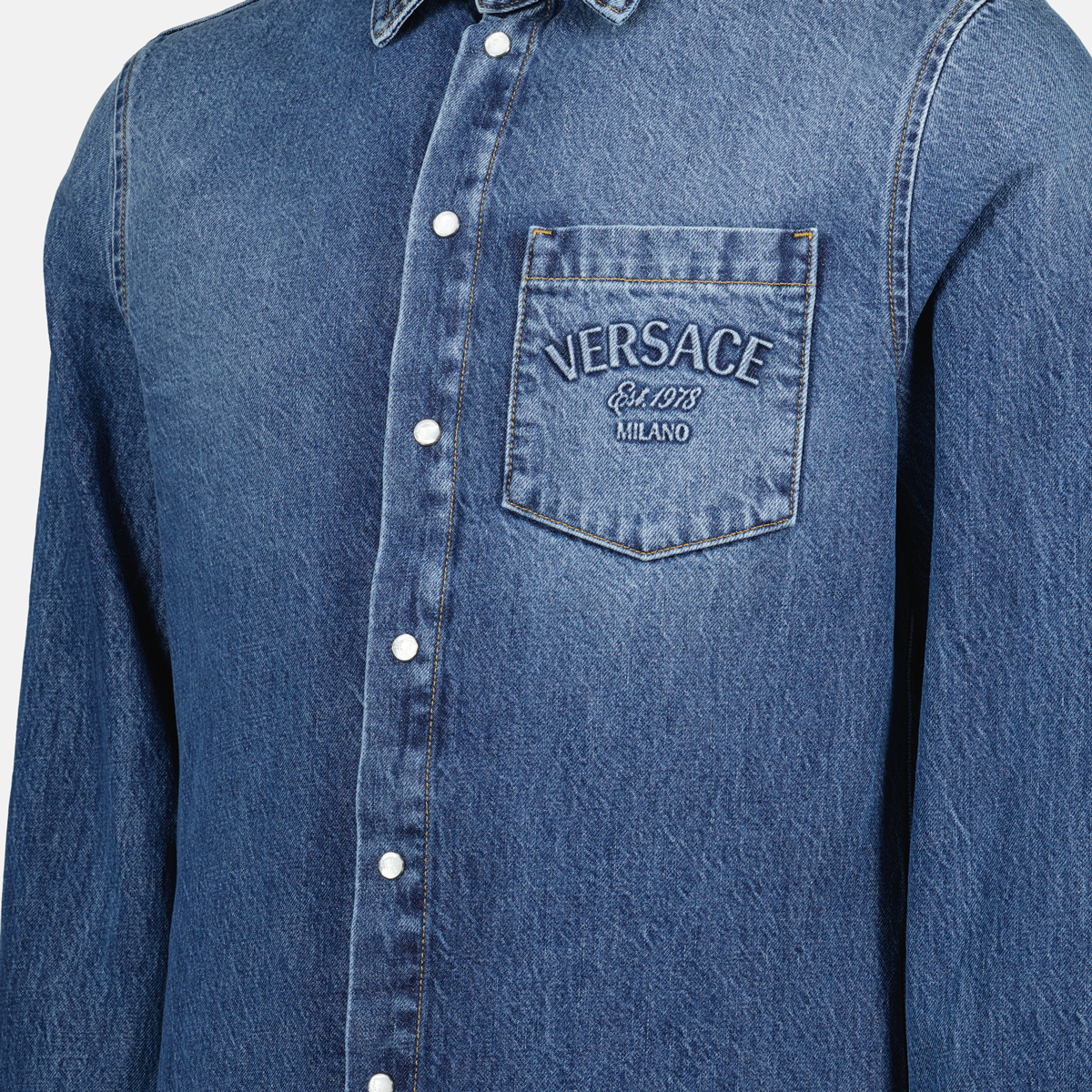 Shirts Denim Shirt Versace Blue Homme