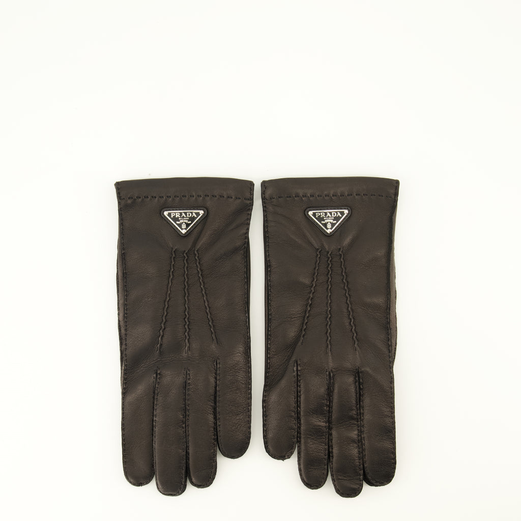 Écharpes, foulards et gants Luvas de Couro Negras Prada Noir Homme