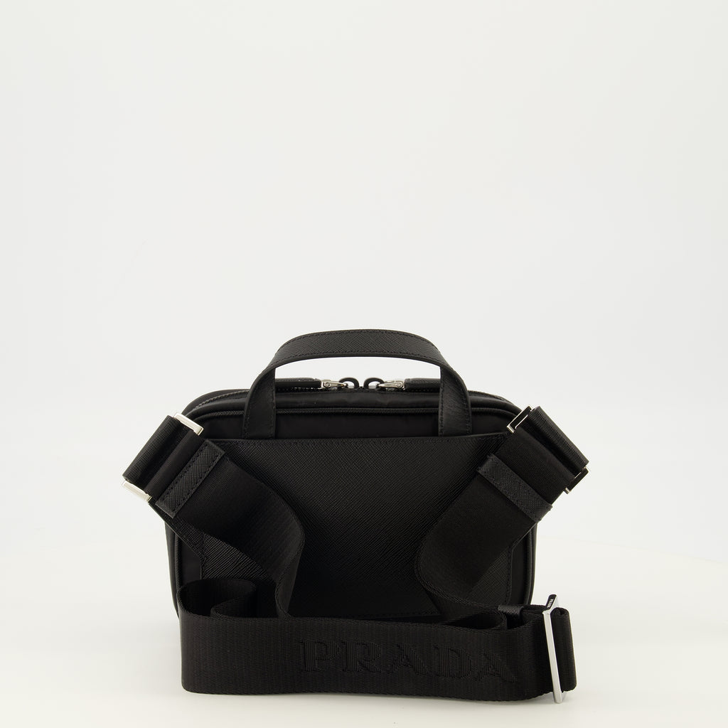 Sacs bandoulière Saco em Couro Preto e Re-Nylon Prada Noir Homme