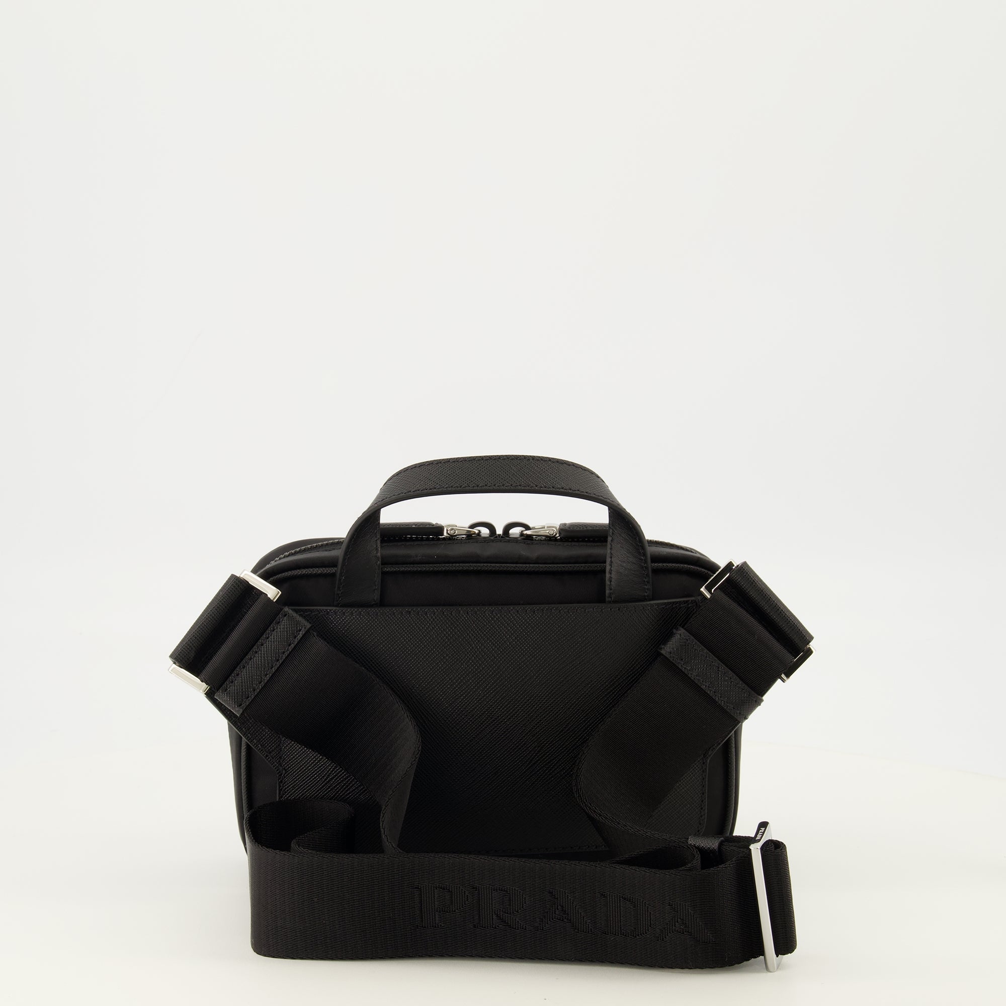 Sacs bandoulière Saco em Couro Preto e Re-Nylon Prada Noir Homme