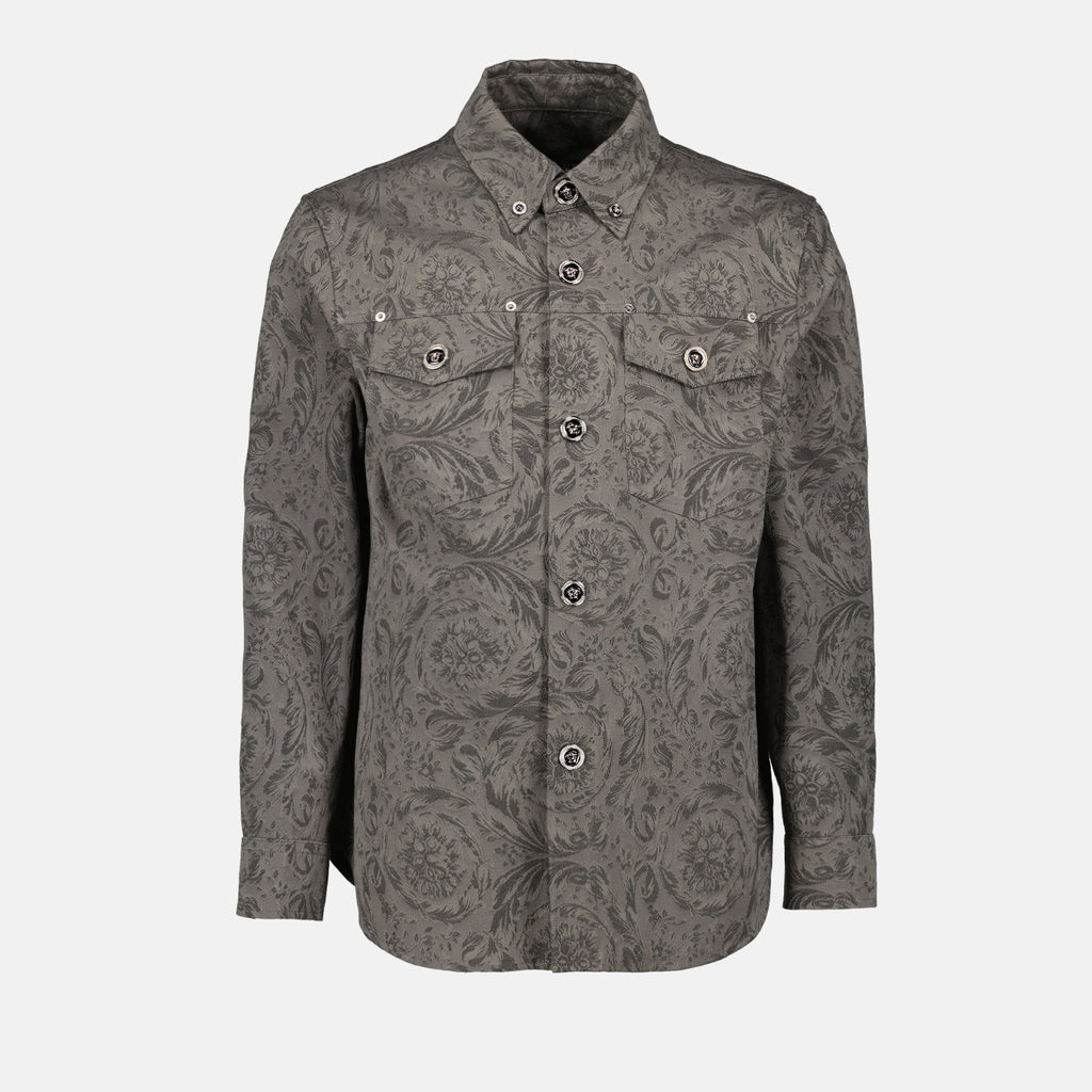 Camisas Camisa Overshirt Barocco Versace Gris Hombres
