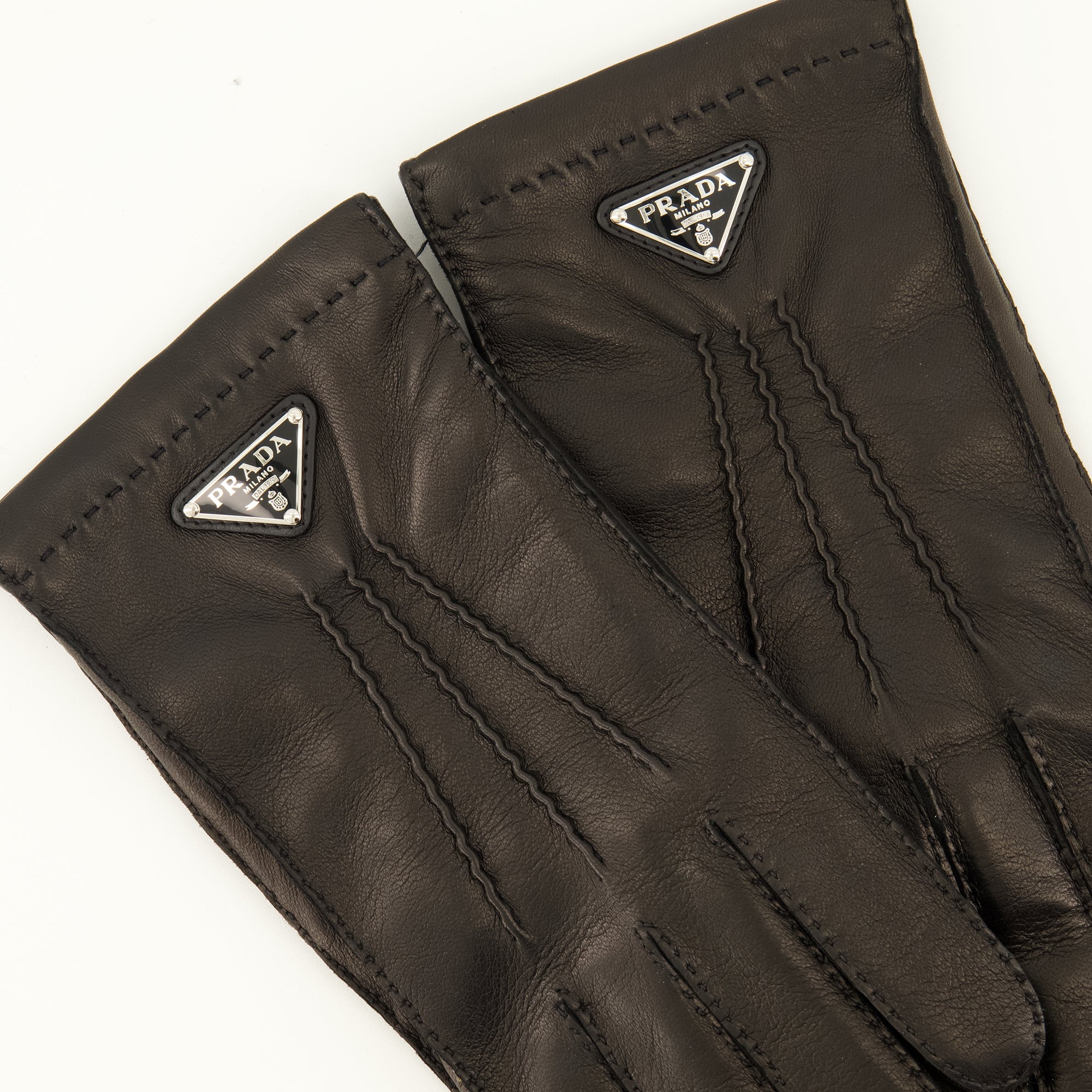 Écharpes, foulards et gants Luvas de Couro Negras Prada Noir Homme