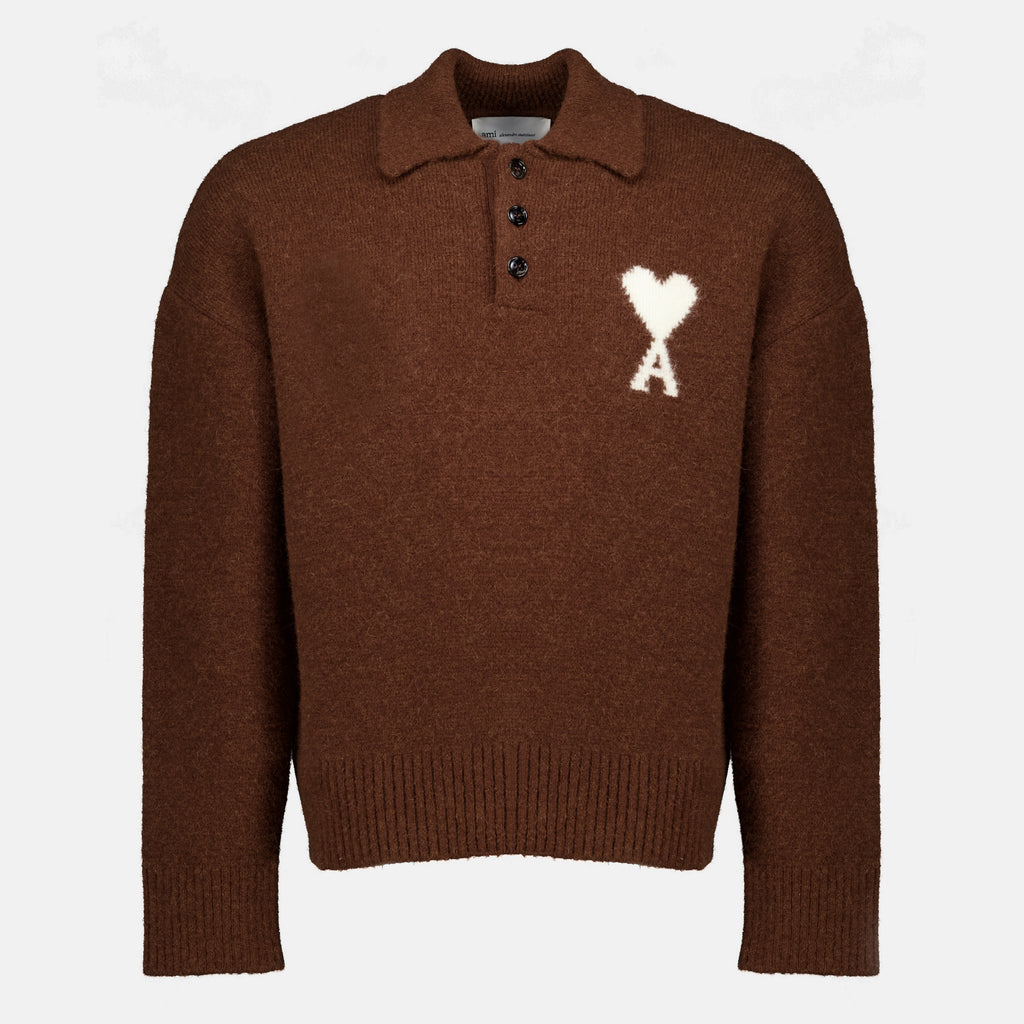 Polos Brauner Alpaka-Pullover Ami PARIS Marron Unisexe