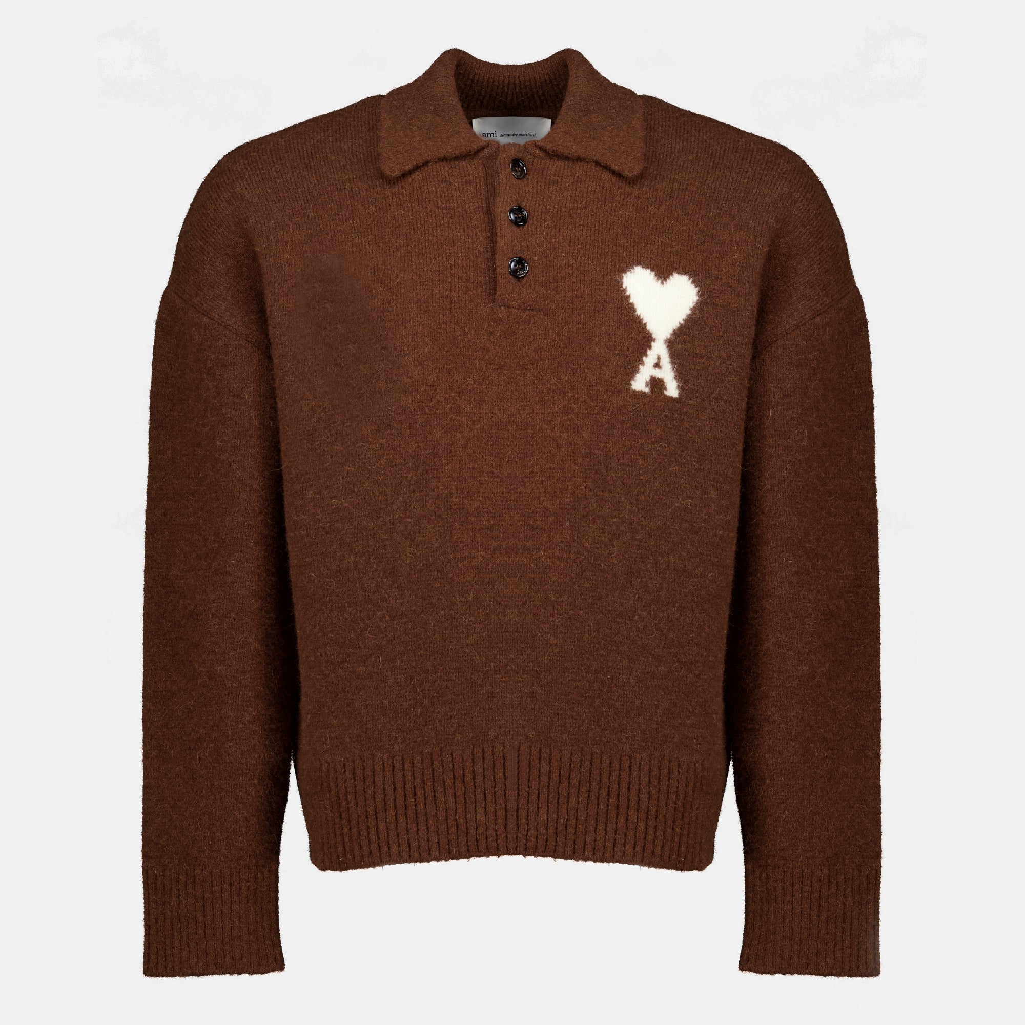 Polos Brown Alpaca Sweater Ami PARIS Marron Unisexe