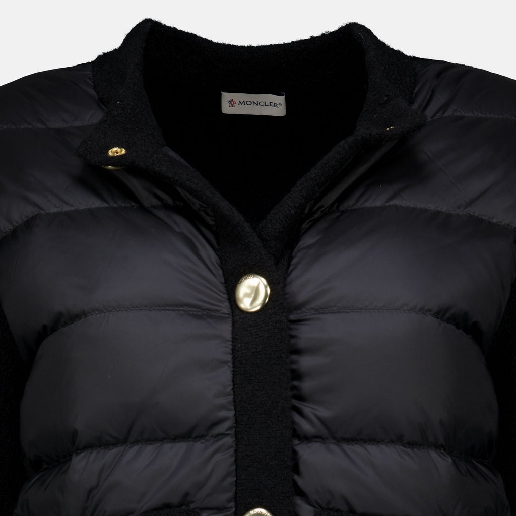 Vestes Schwarzer Bi-Material Cardigan Moncler Noir Femme