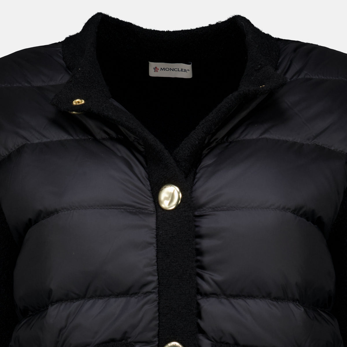 Vestes Schwarzer Bi-Material Cardigan Moncler Noir Femme