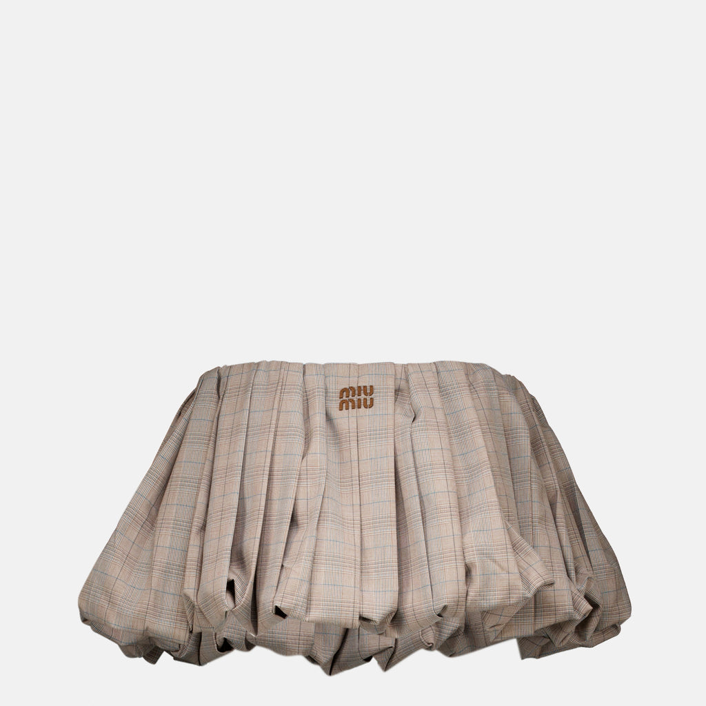 Jupes Mini falda abullonada a cuadros marrón Miu Miu Marron Femme