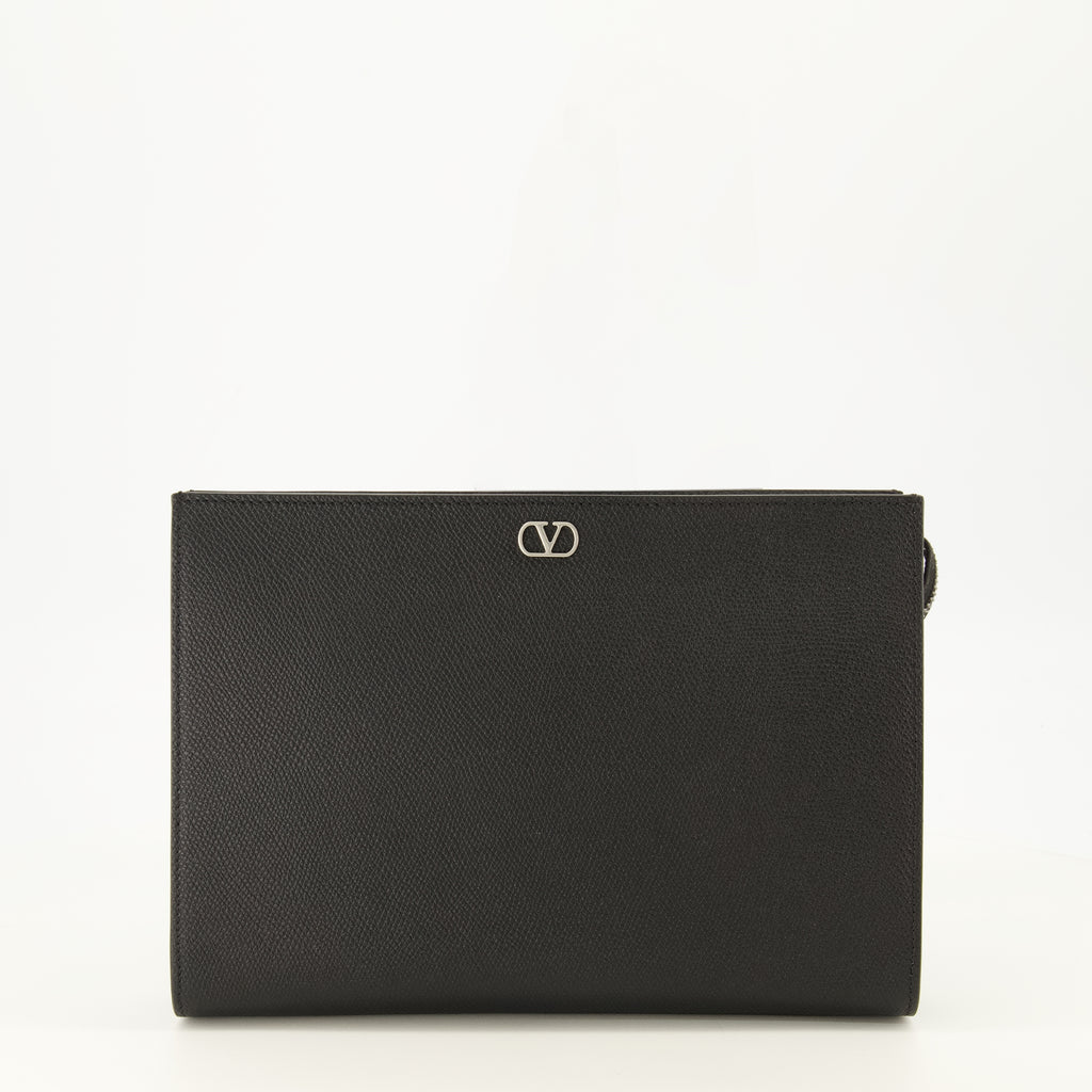 Pochettes Pieza en Cuero Negro VLogo Valentino Garavani Noir Homme