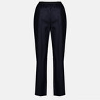 Pantalons 스트레이트 네이비 울 바지 Mm6 Bleu foncé Femme