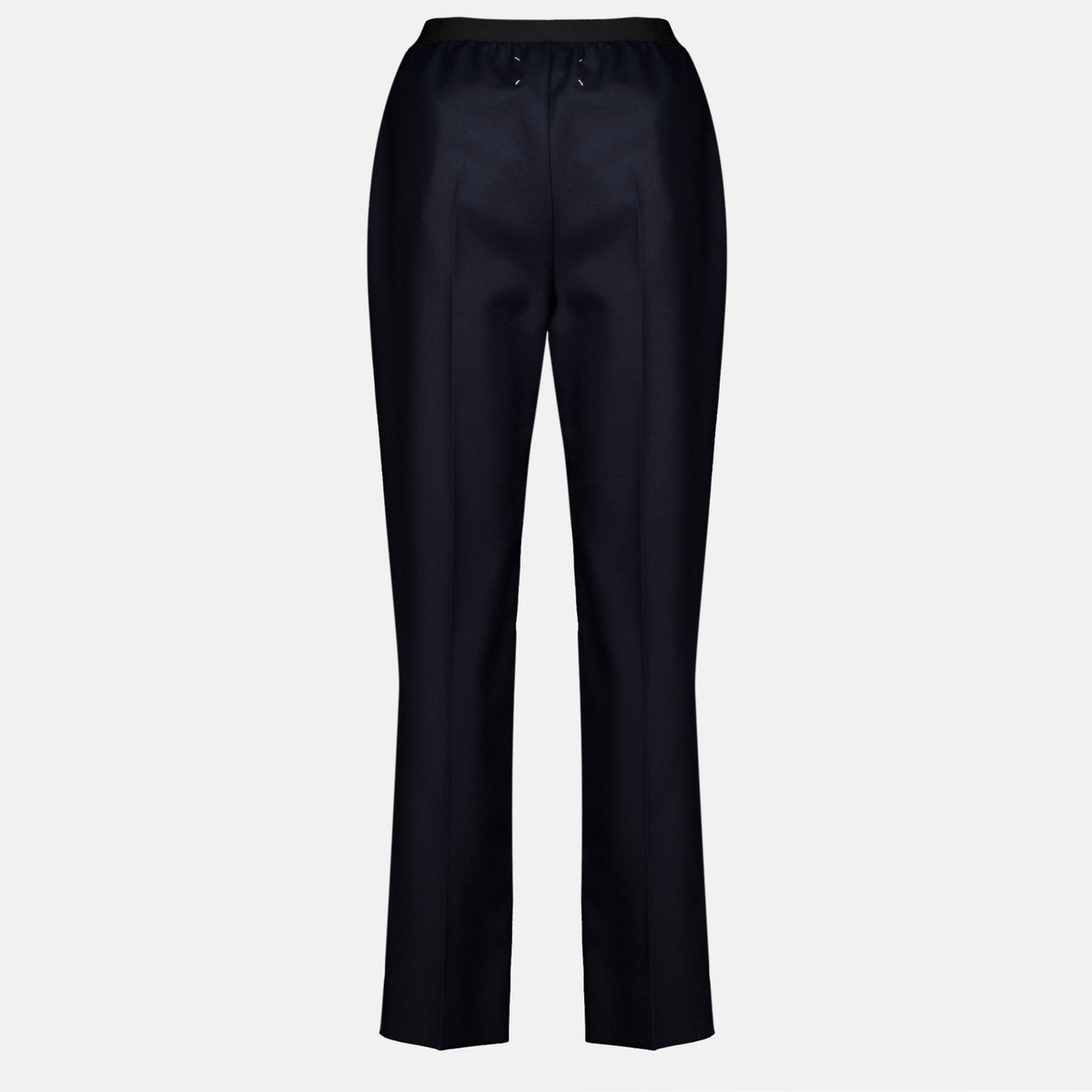 Pantalons 스트레이트 네이비 울 바지 Mm6 Bleu foncé Femme