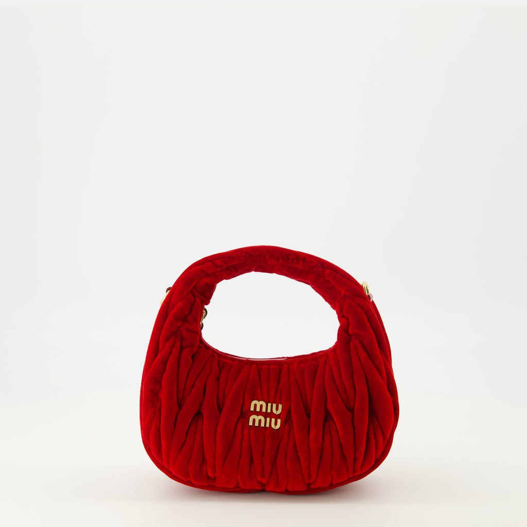 Sacs à main et épaule Mini Wander Bag em Veludo Matelassé Vermelho Miu Miu Rouge Femme