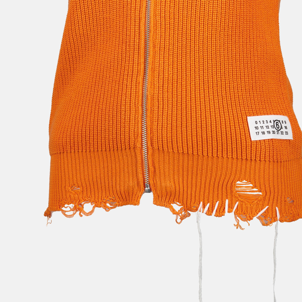 Jackets Sleeveless Knit Vest Mm6 Orange Femme