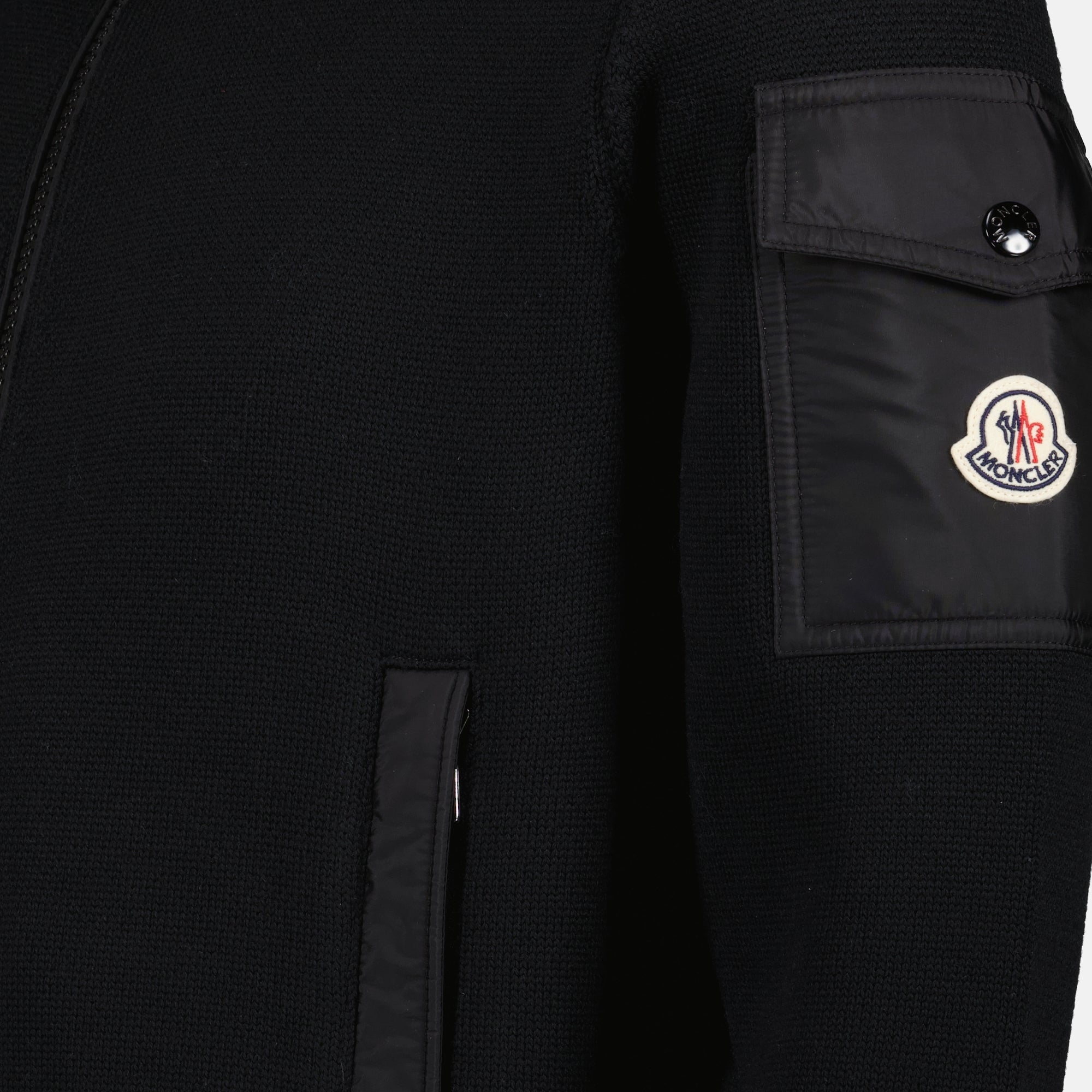 Vestes Black Wool Cardigan Moncler Noir Homme