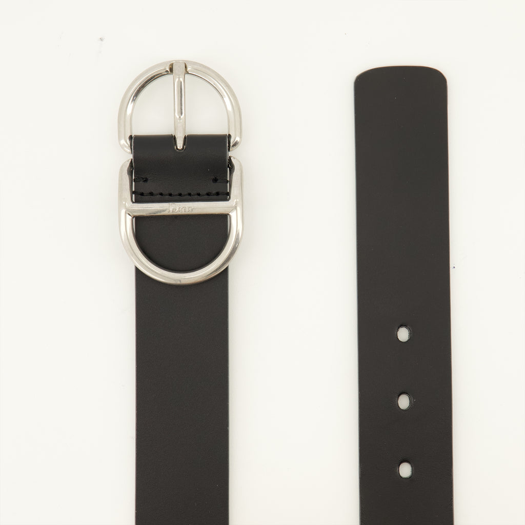 Ceintures Ceinture CD en cuir noir Dior Noir Homme