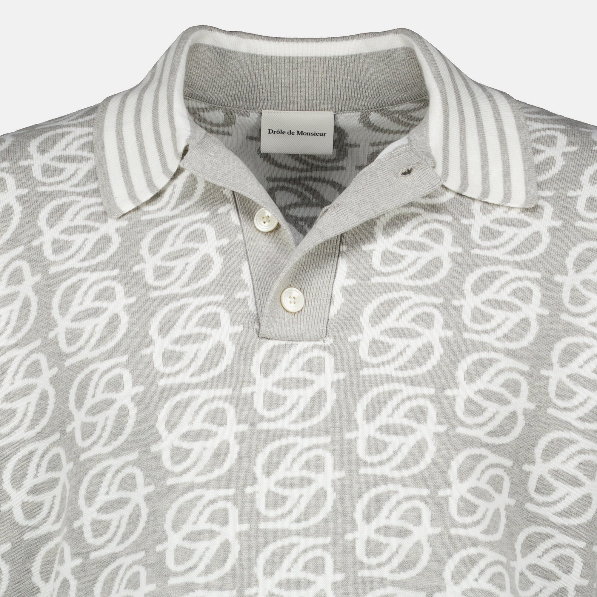 Maille D Miror Grey Knit Polo Drole De Monsieur Gris Homme