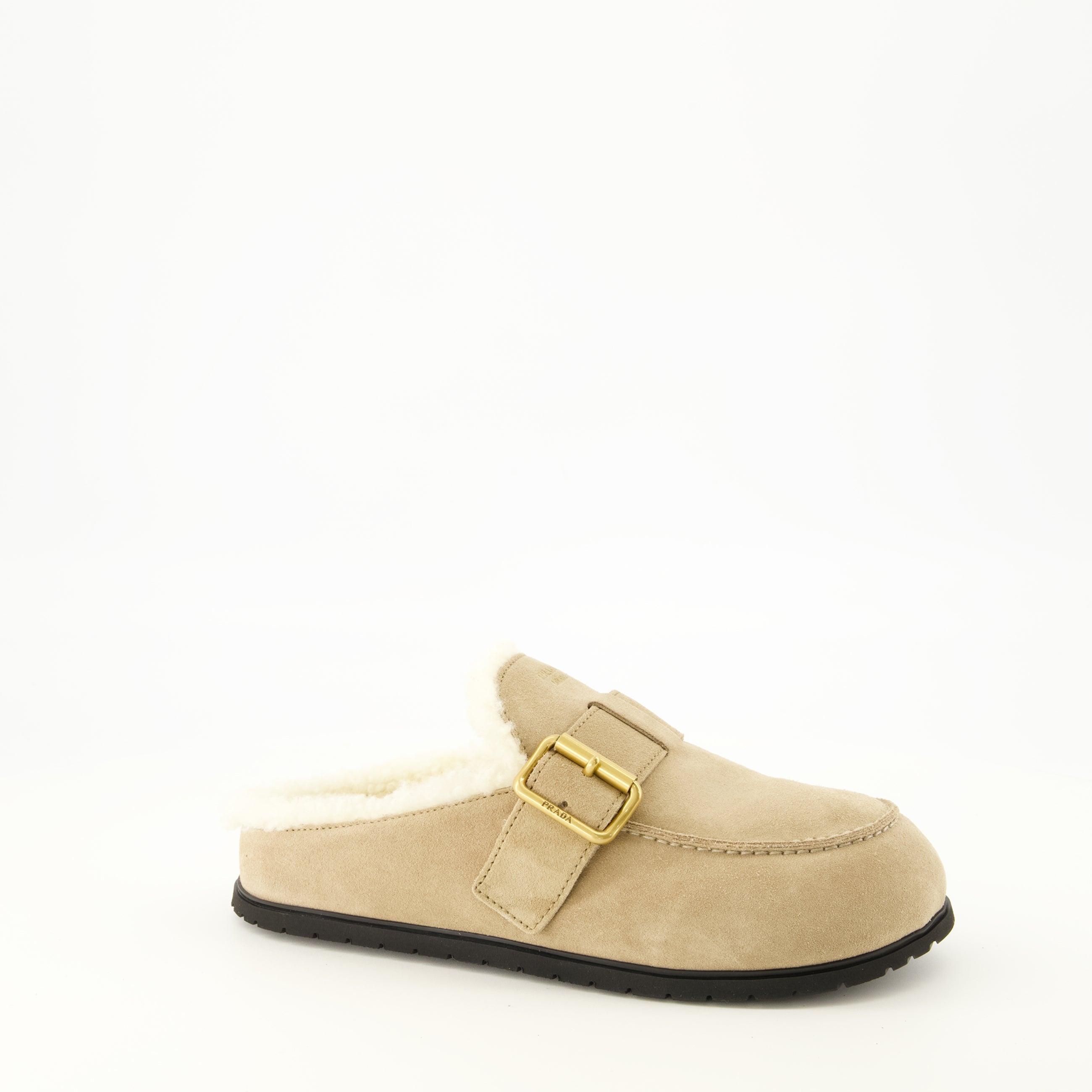 Chaussures ouvertes Beige Kalbswildleder-Mules Prada Beige Femme