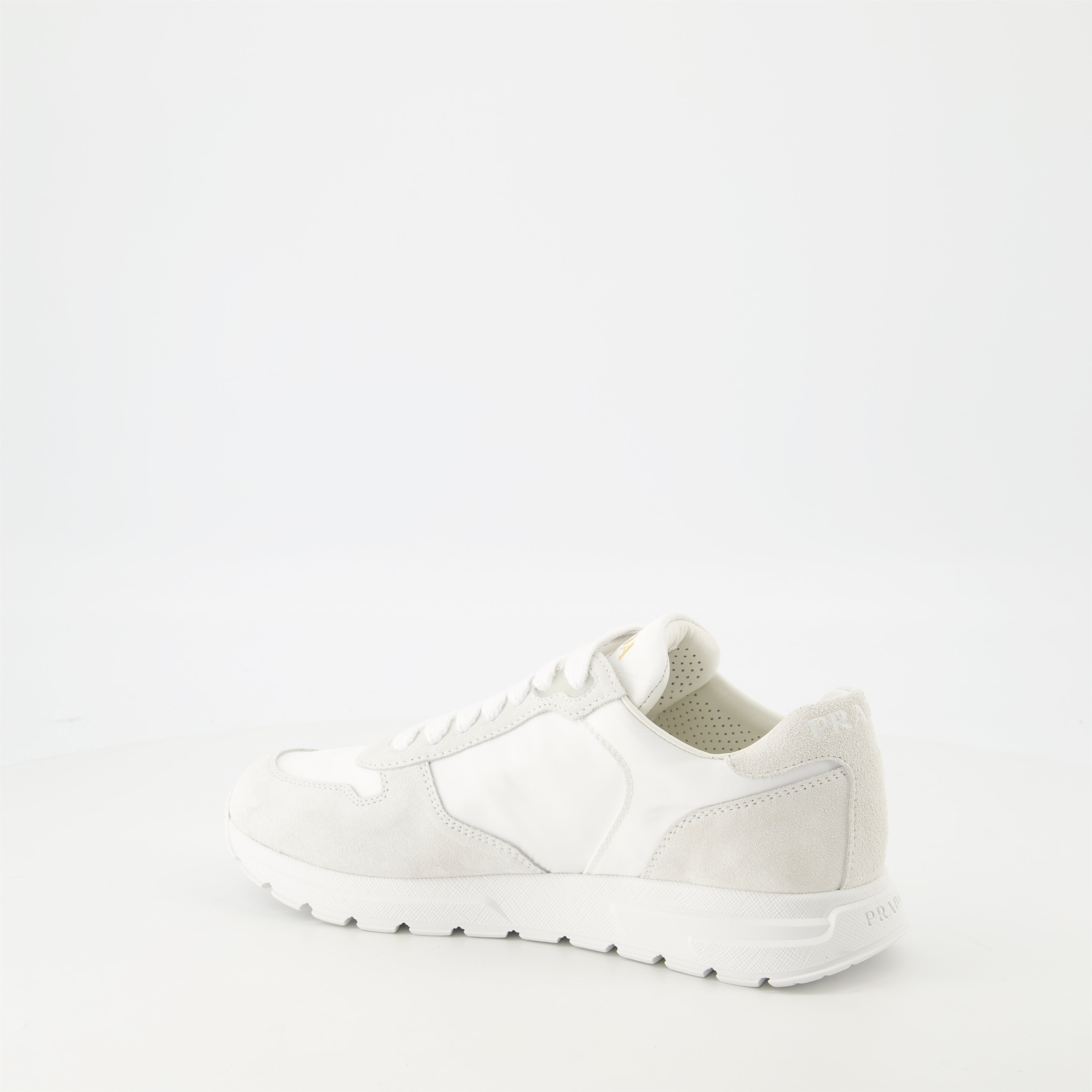 Sneakers Nylon and Leather Sneakers Prada White Femme