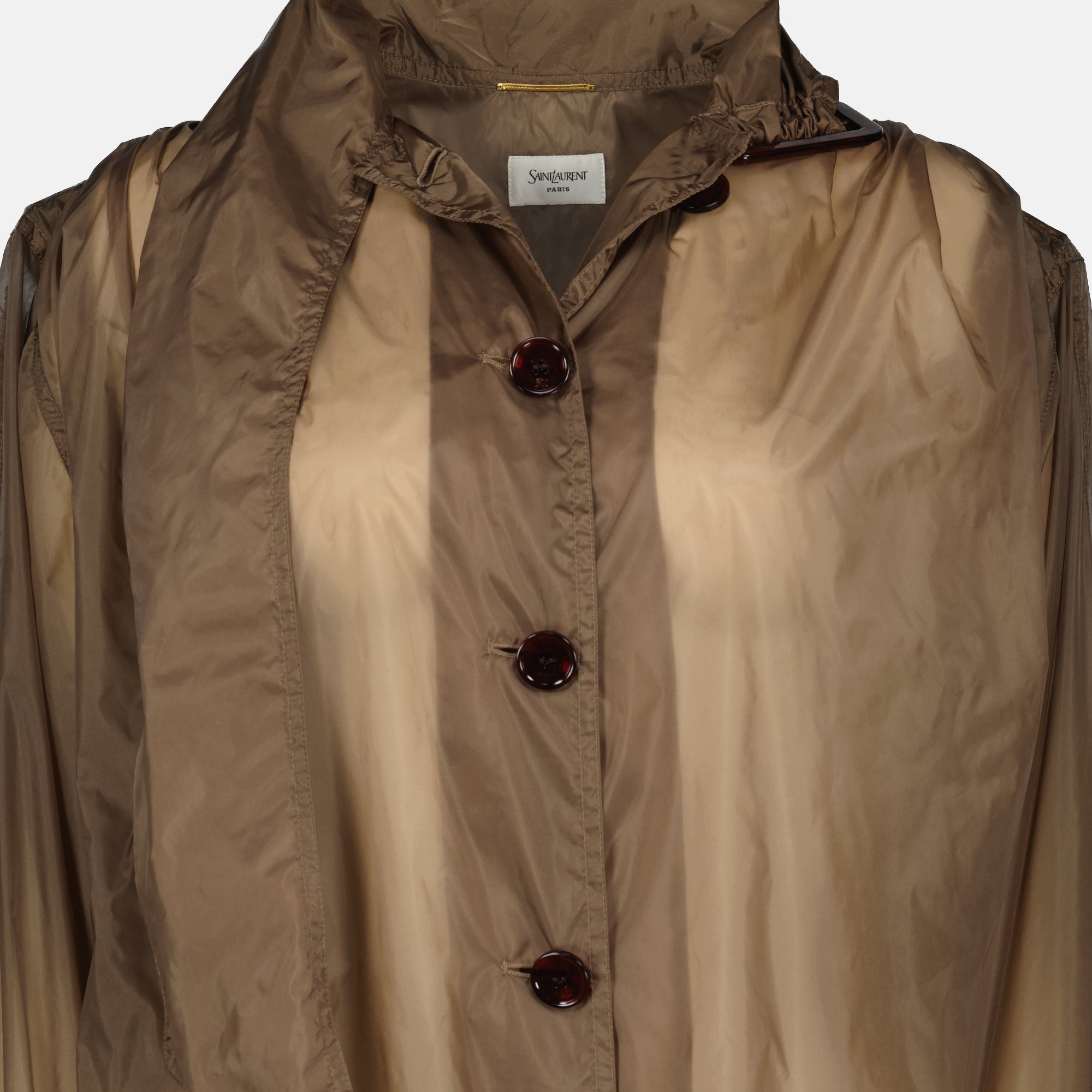 Manteaux Brown Nylon Bow Tie Blouse Saint Laurent Marron Femme
