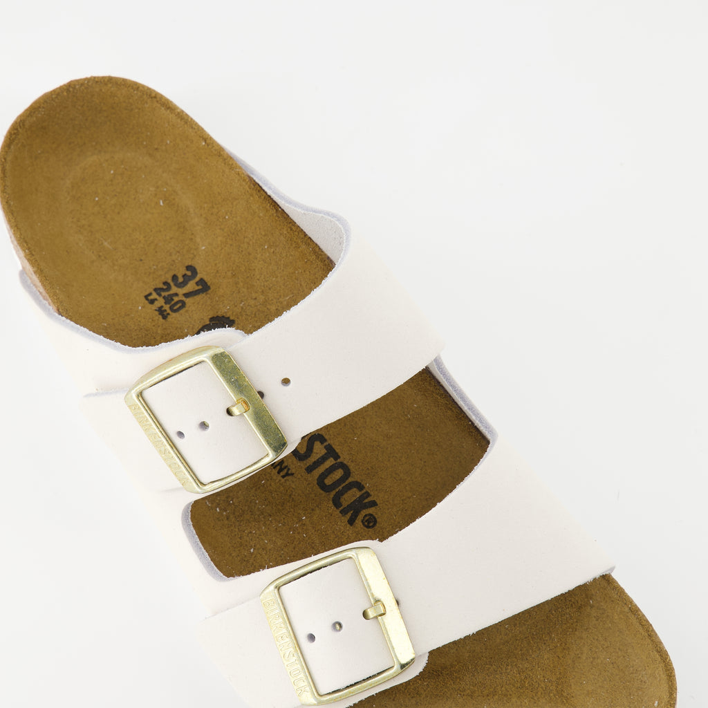 Zapatos abiertos Sandalias Arizona Grises Birkenstock Blanco Femme