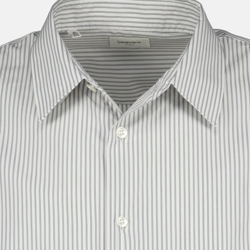 Immagine della camicia in cotone a righe Cassandre del marchio Saint Laurent per uomo - Stagione Primavera-Estate 2026 - Vista Dettagliata_2