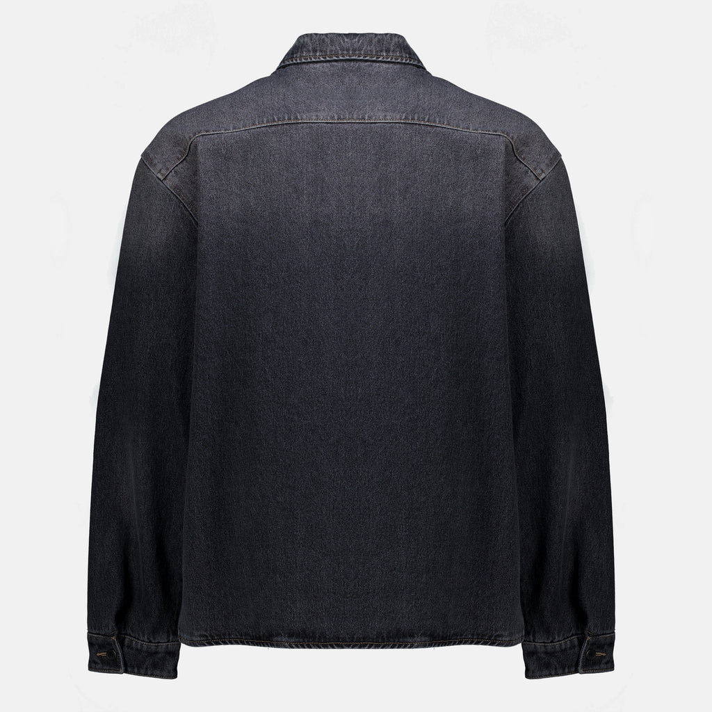 Chemises Schwarzes Denim-Hemd Prada Noir Homme