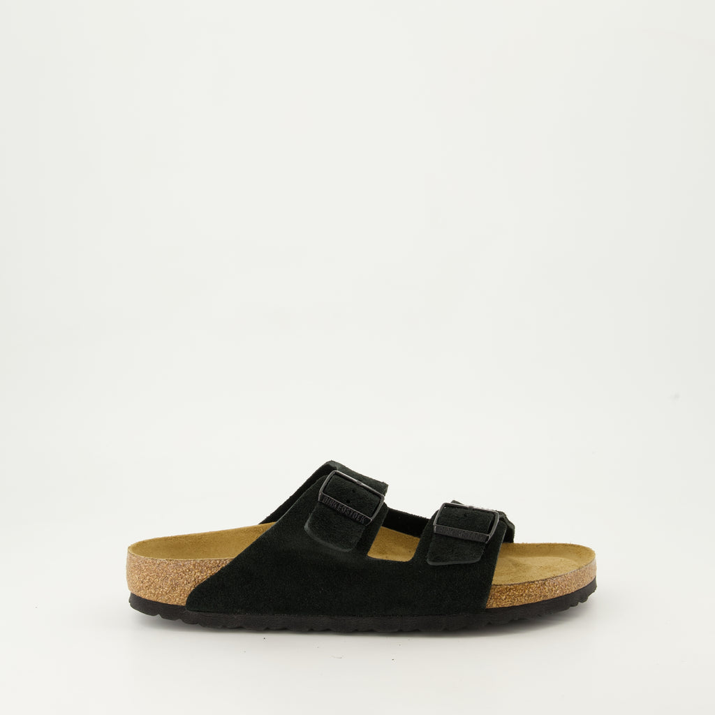 Open shoes Arizona Slippers Birkenstock Black Homme