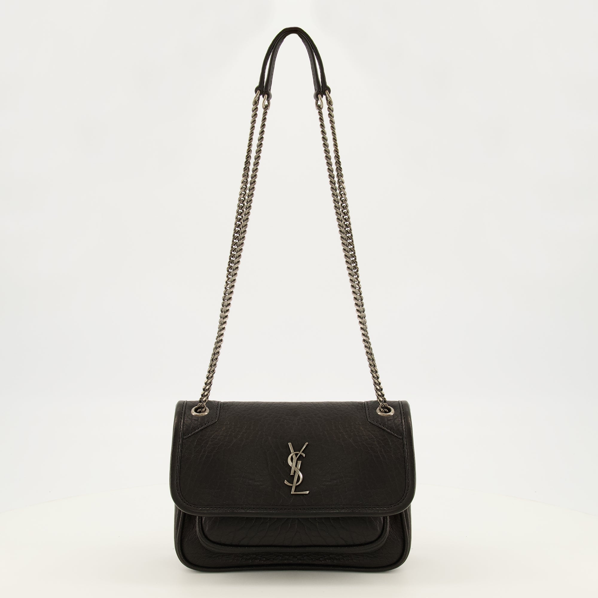 Sacs à main et épaule Bolsa Niki Mini em Couro Preto Saint Laurent Noir Femme