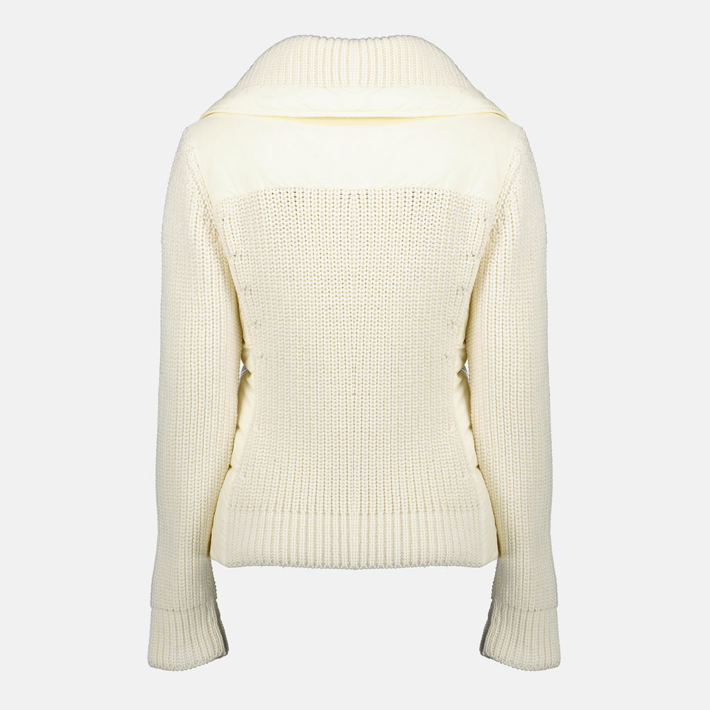 Image de l'article Cardigan zippé en laine blanc de la marque Moncler Grenoble pour Femme - Saison Automne-Hiver 2025 - Vue de Dos