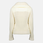 Imagem do cardigan de lã branco com fecho éclair da Moncler Grenoble para Mulheres - Coleção Outono-Inverno 2025 - Vista Traseira