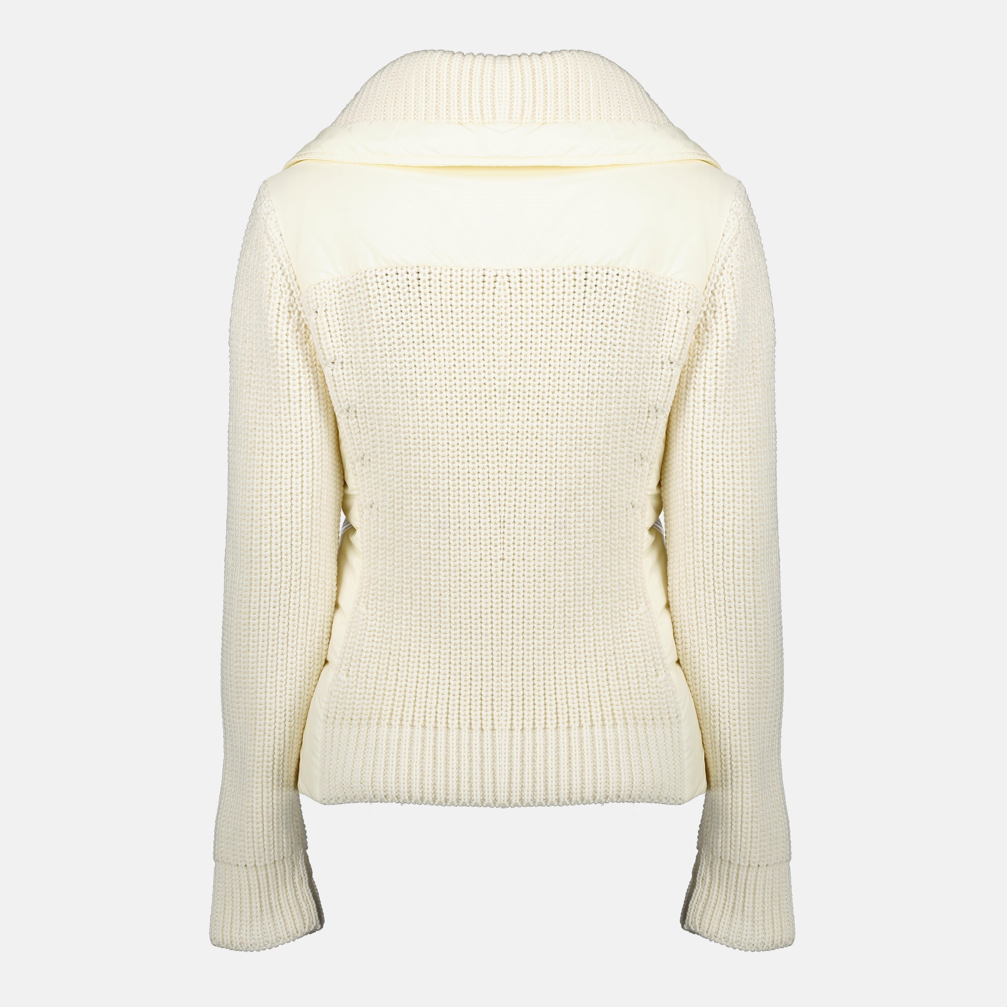 Image de l'article Cardigan zippé en laine blanc de la marque Moncler Grenoble pour Femme - Saison Automne-Hiver 2025 - Vue de Dos