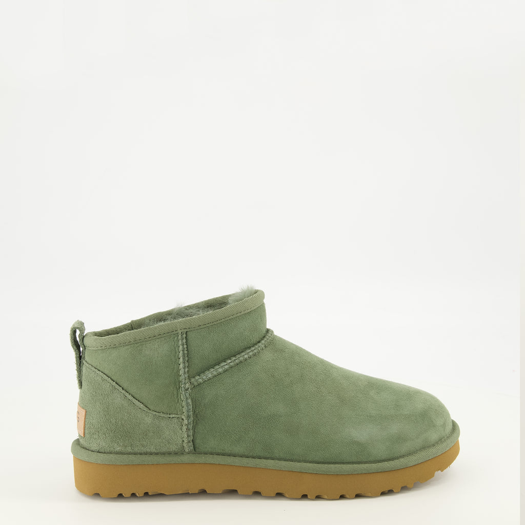 Bottines Classic Ultra Mini Green Boots Ugg Vert Femme