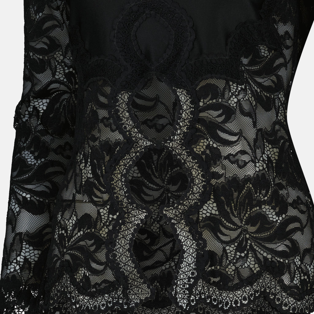 여성용 브랜드 Rabanne의 검은 레이스와 저지 탑 이미지 - 봄/여름 2026 - 상세 보기_1