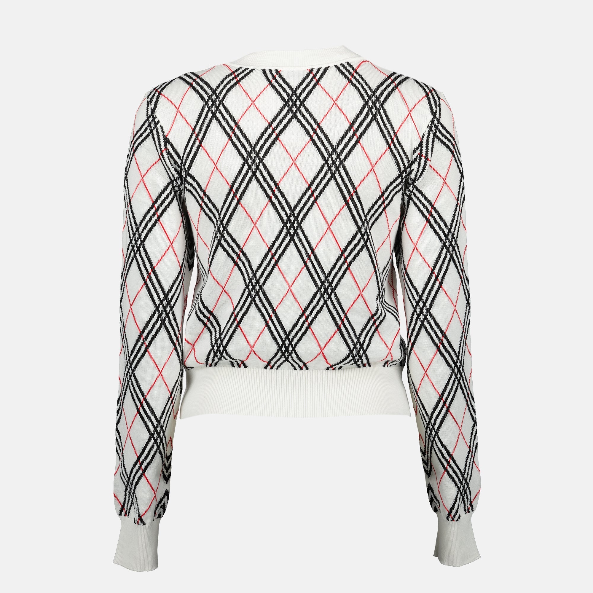 Maille Karo-Muster Pullover Burberry Blanc Femme