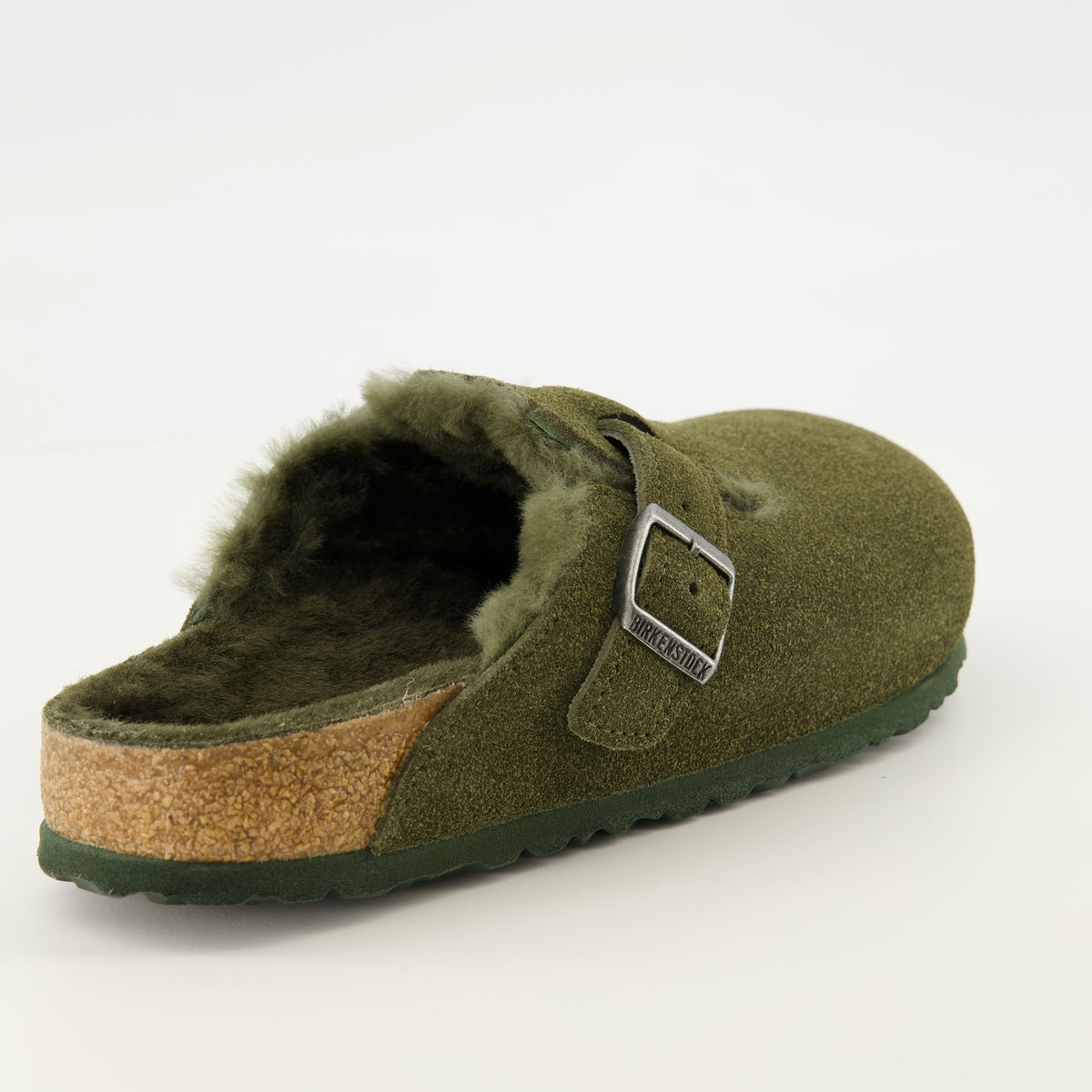 Chaussures ouvertes Mules Boston in Pelliccia Kaki Birkenstock Kaki Unisexe