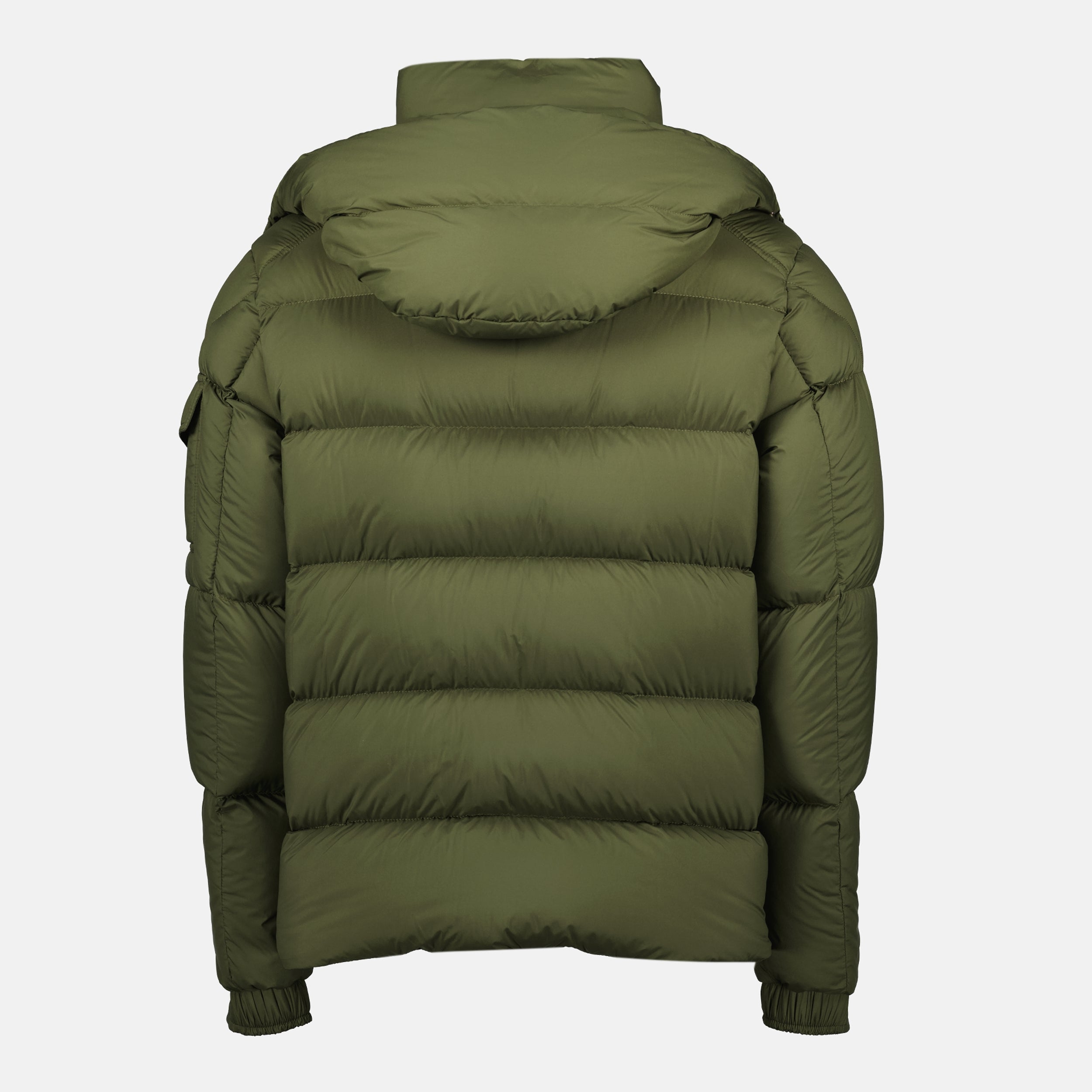 Image of the Maya 70 khaki down jacket from the brand Moncler for Men - Autumn-Winter 2025 - Back View