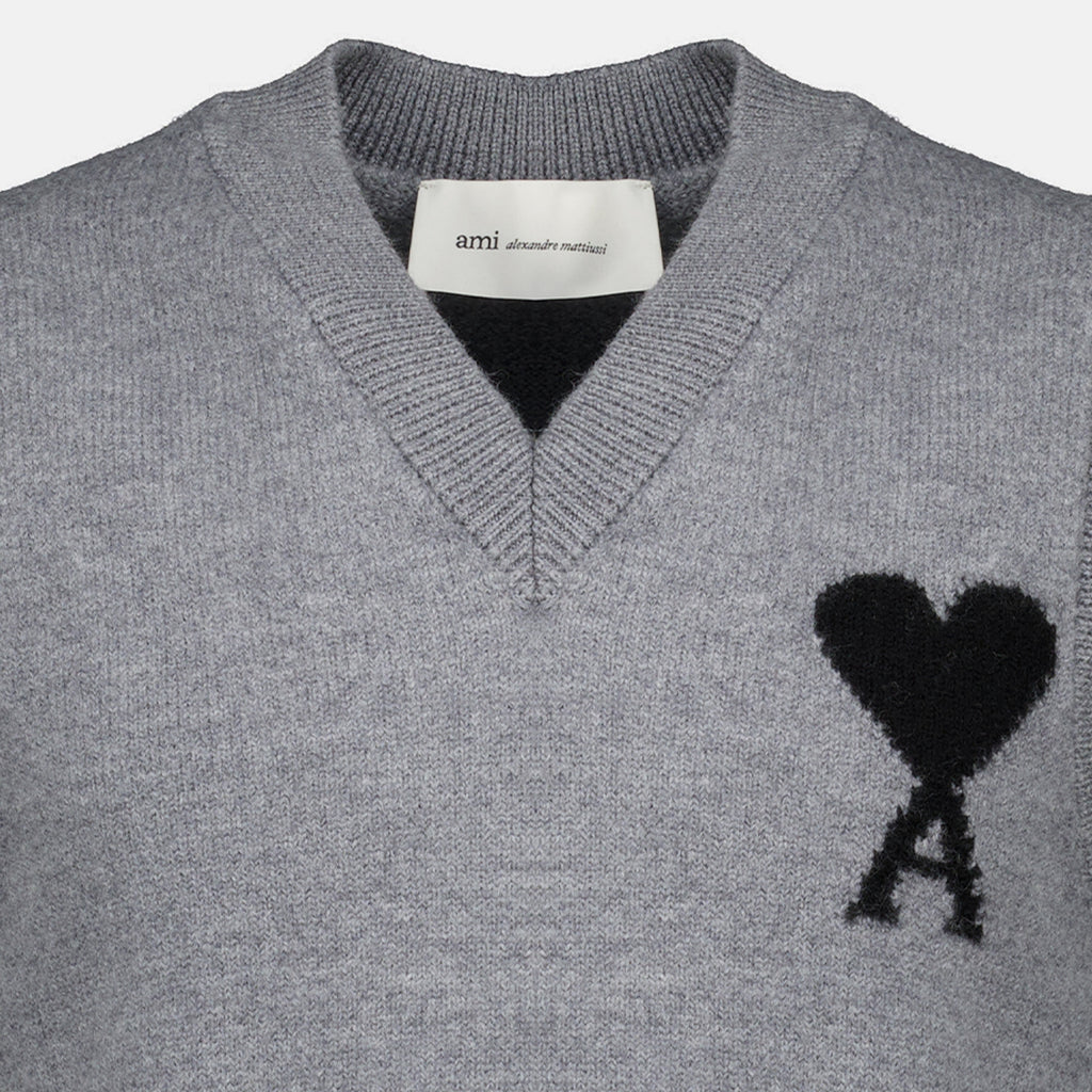 Maille Grauer ärmelloser Pullover AMI de Coeur Ami PARIS Gris Homme
