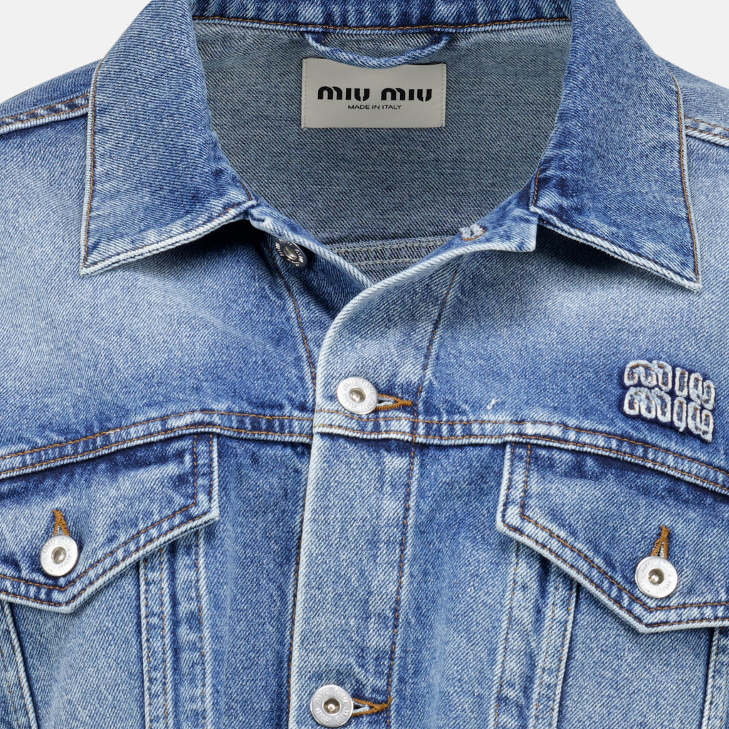 Vestes Casaco de Denim Azul Curto Miu Miu Bleu Femme