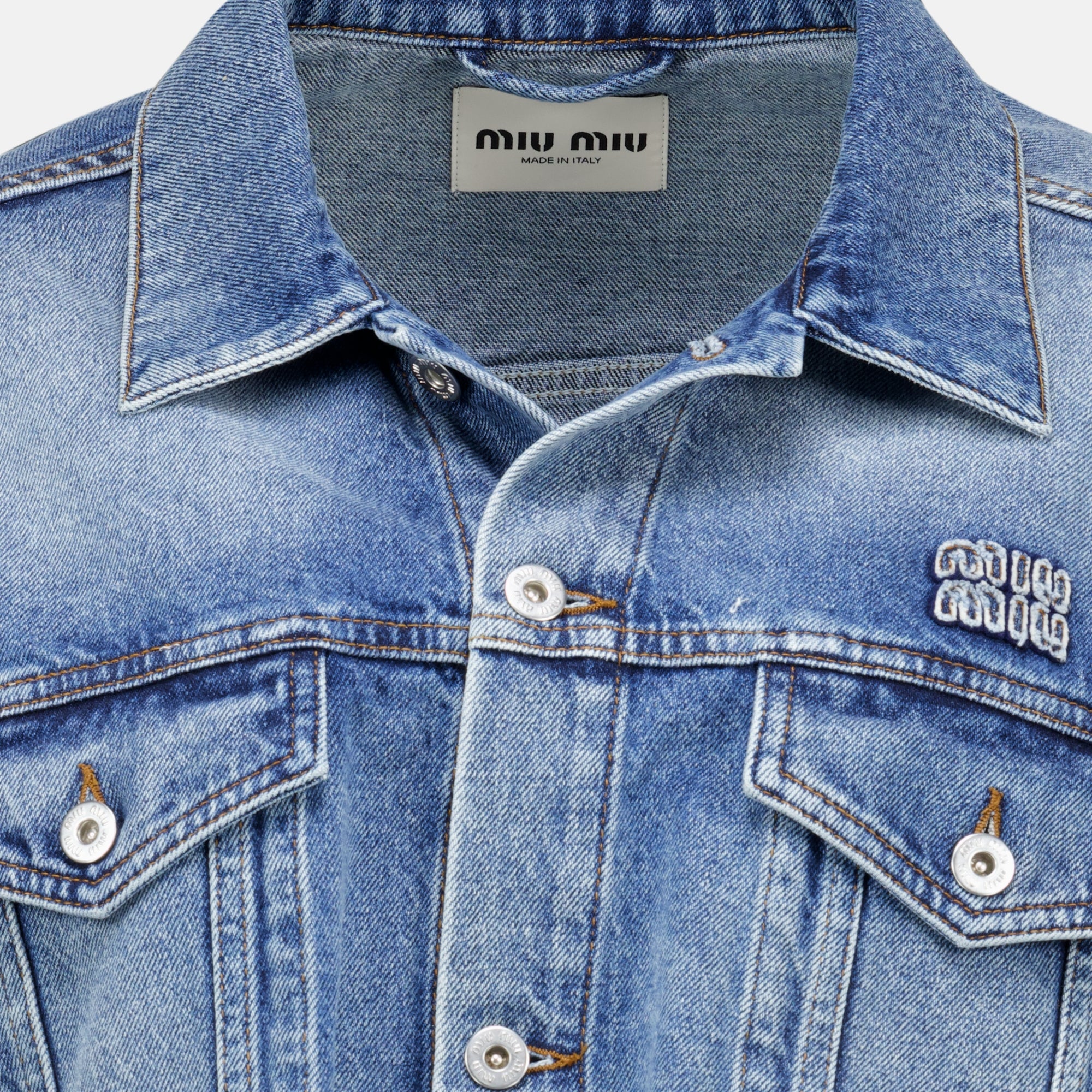 Vestes Casaco de Denim Azul Curto Miu Miu Bleu Femme