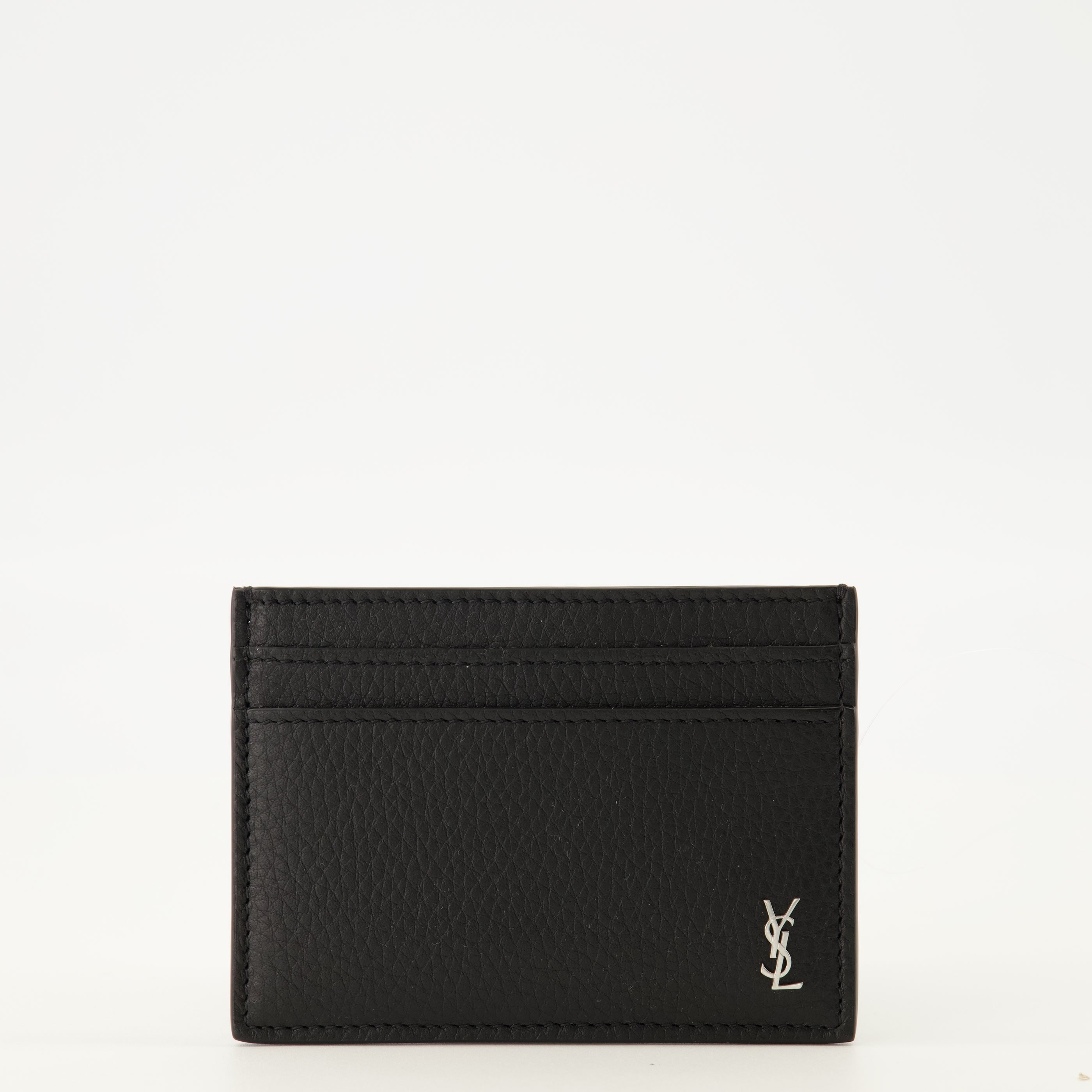 Image de l'article Portes-cartes Tiny Cassandre en cuir noir de la marque Saint Laurent pour Homme - Saison Printemps-Été 2026 - Vue de Face